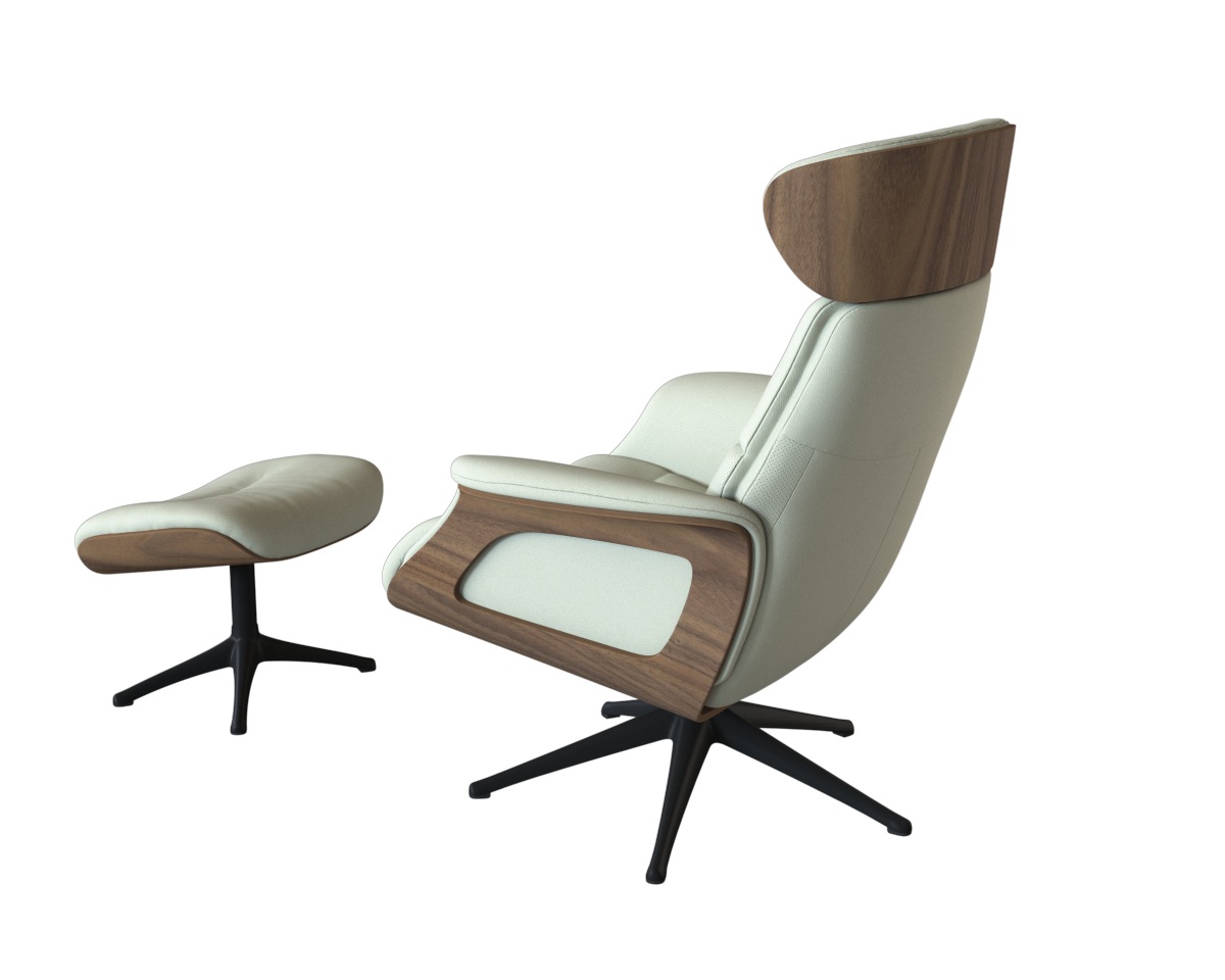 FLEXLUX Relaxsessel »Rücken u. Kopfverstellung, ergonomisch, Airchannels, klasse Komfort«, Rücken- & Kopfteilverstellung, Drehbar, Armlehne Walnuss, Fuß Schwarz