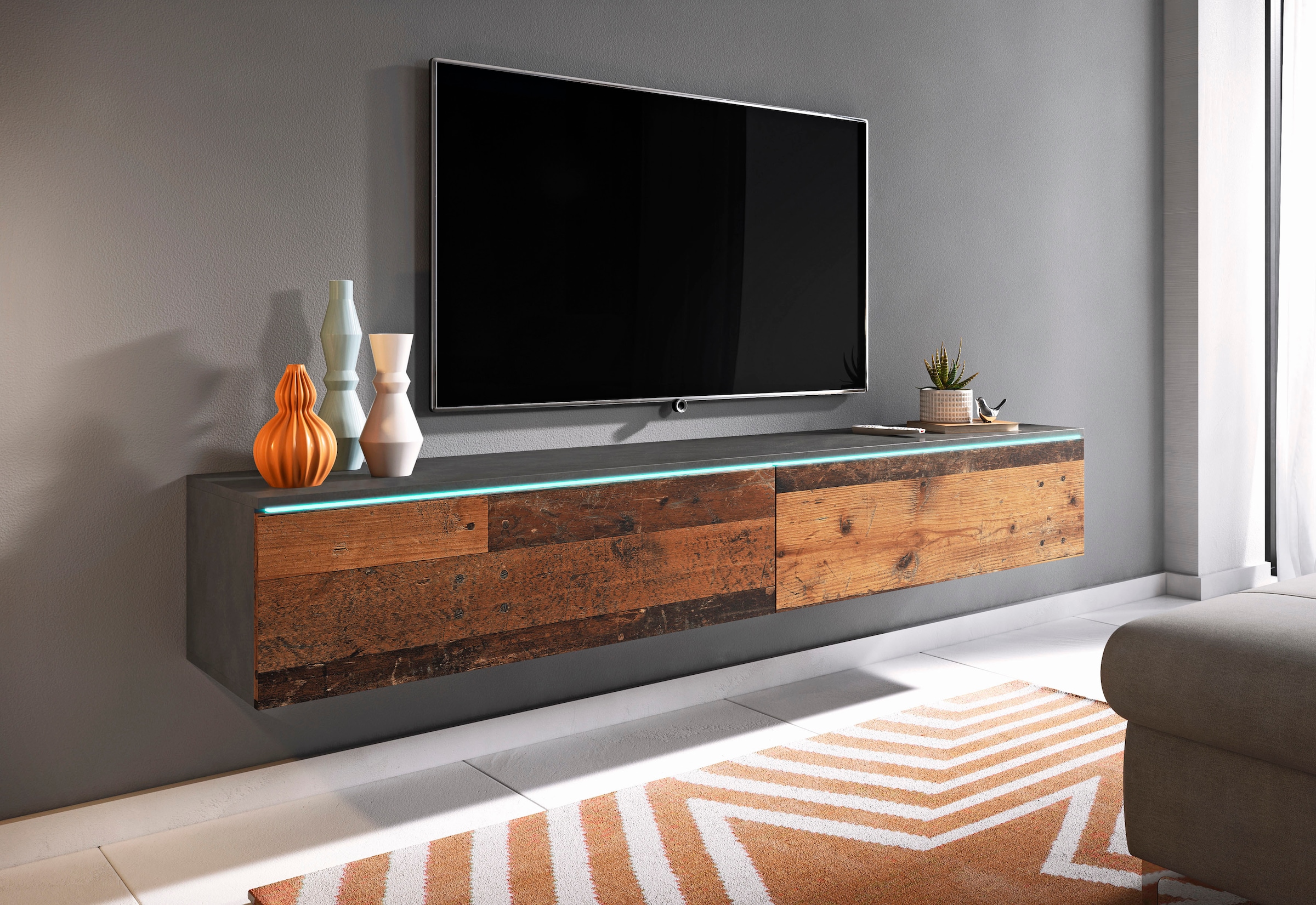 INOSIGN Lowboard »LOWBOARD VERA«, moderne grifflose TV-Board, TV-Schrank 180 cm, stehend und hängend