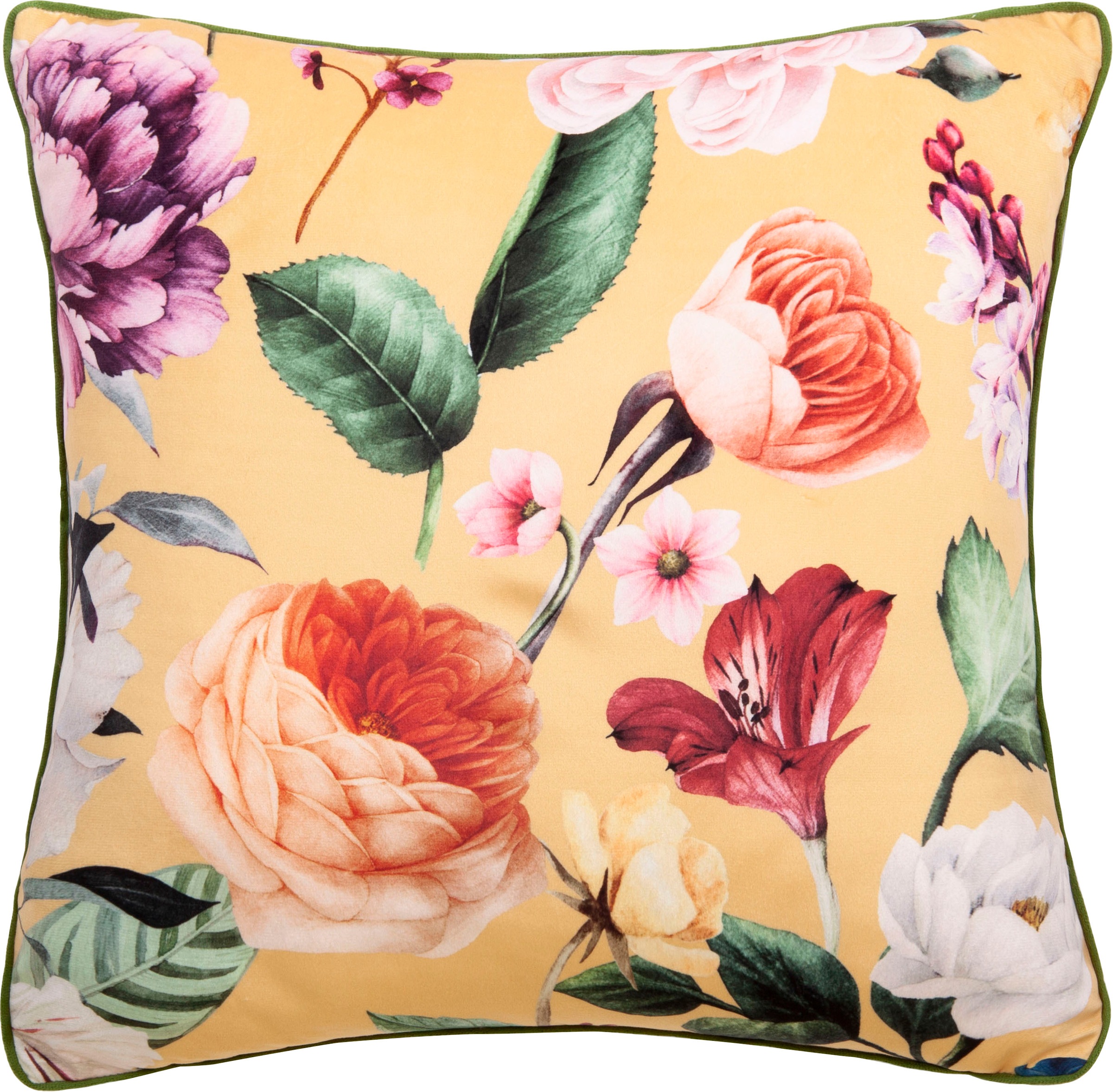 Descanso Dekokissen »Fiori«, Mit Füllung, 1 Stück, Mit Biese, 30x60, Wendeoptik, Weich, Blumen Sand