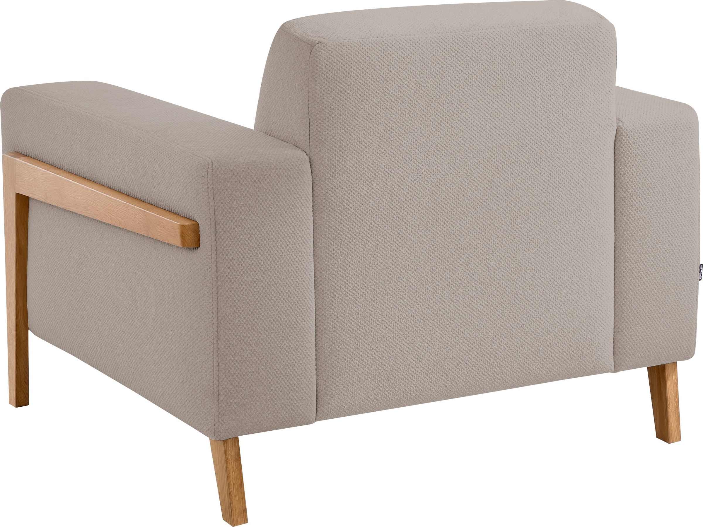 exxpo - sofa fashion Sessel »Starr, Loungesessel, Scandic Design mit Sichtholz am Armteil«, im Scandinavian Design, mit Massive Holzfüße, frei im Raum stellbar