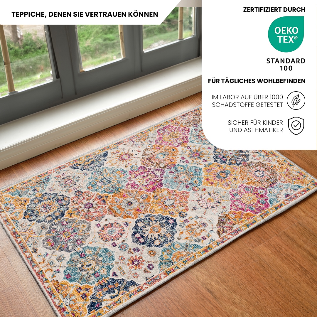 Livabliss Teppich »CUZCO«, rechteckig, 7 mm Höhe, Vintage Orientteppich, Kurzflor Boho Wohnzimmerteppich, Läufer
