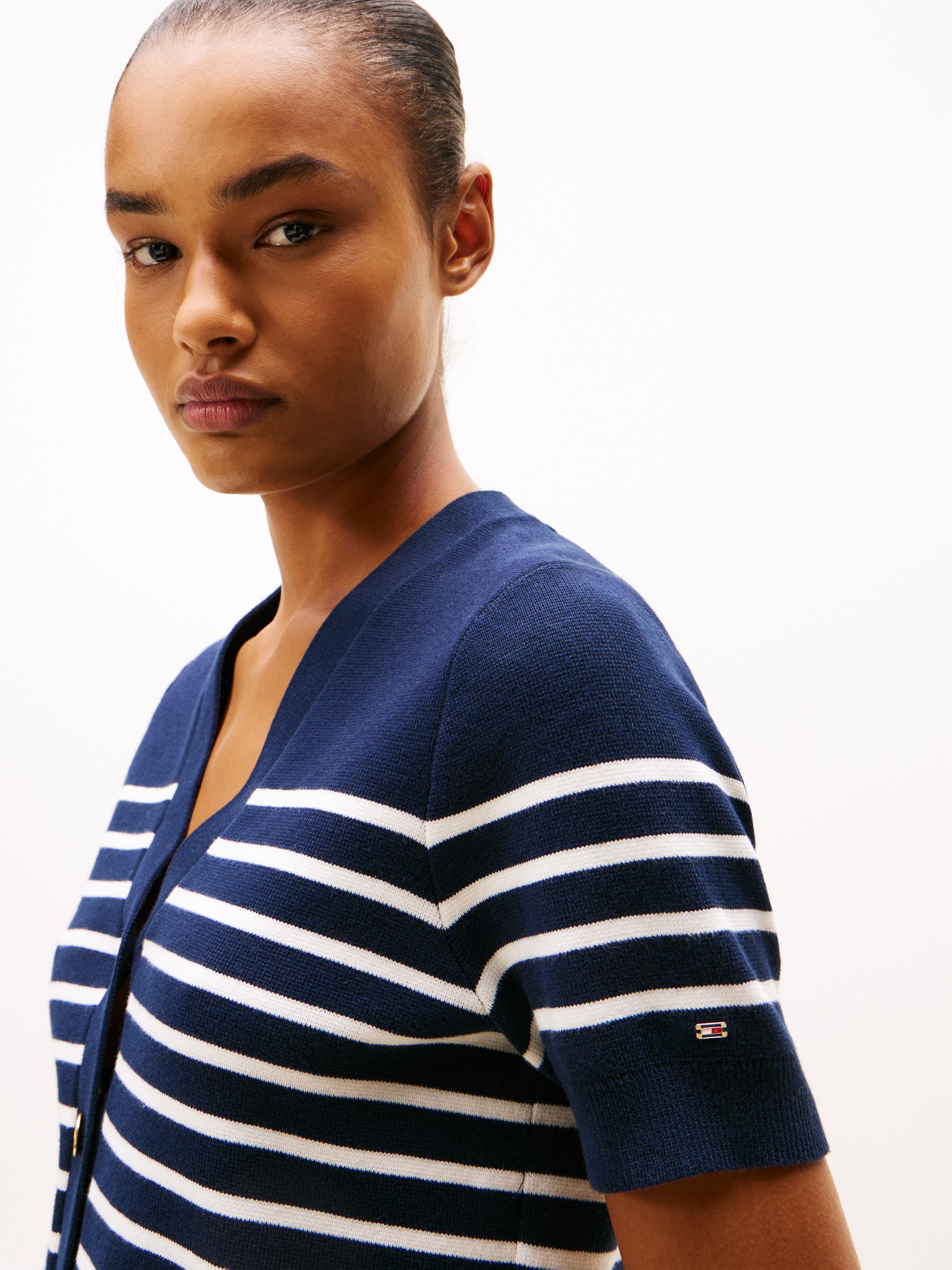 Tommy Hilfiger Strickjacke »CO JERSEY MID GG GOLD BTN CARDI«, mit goldfarbenen Knöpfen
