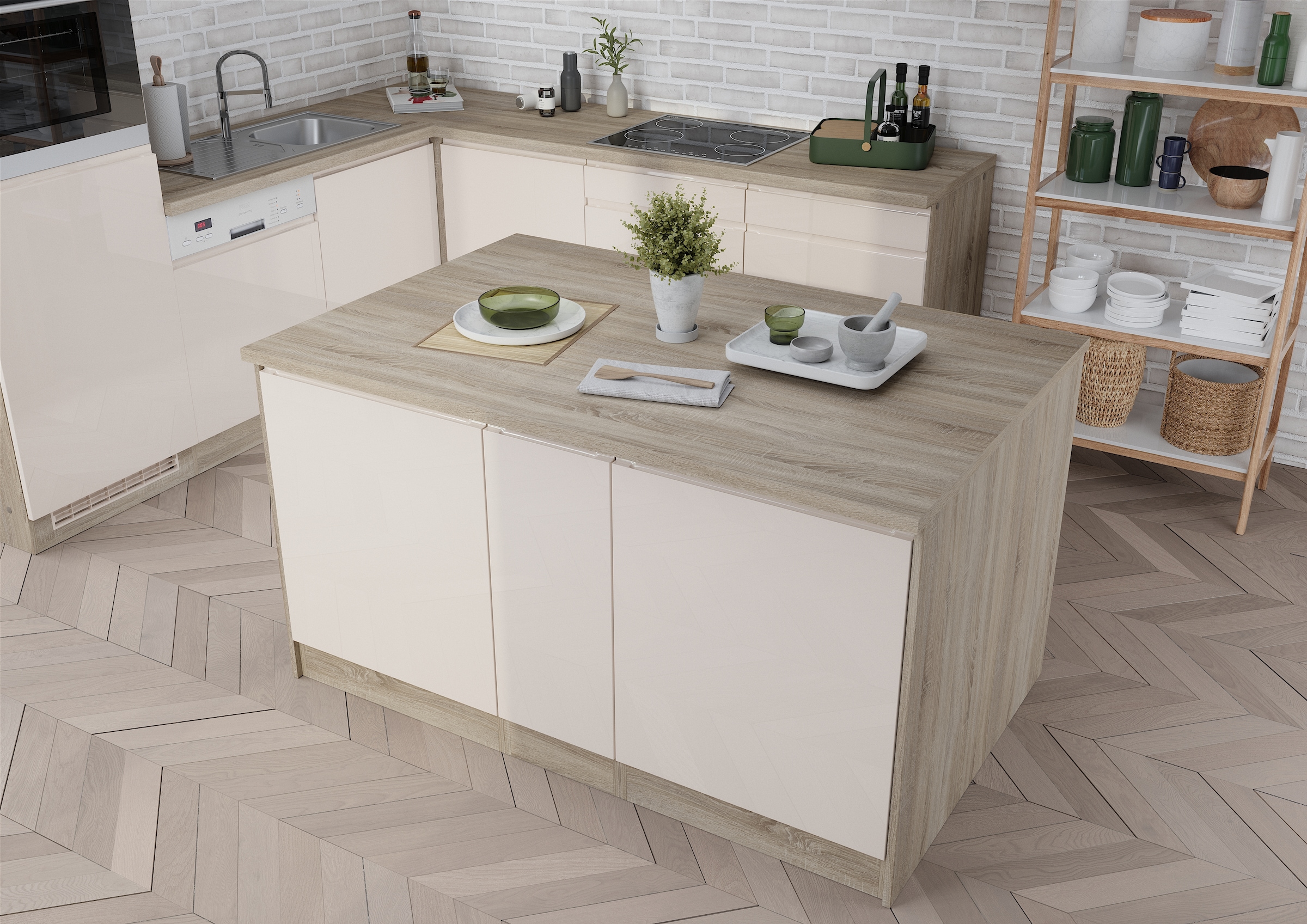 HELD MÖBEL Kücheninsel »Virginia«, Breite 153 cm, MDF-Fronten, Flaschenregal