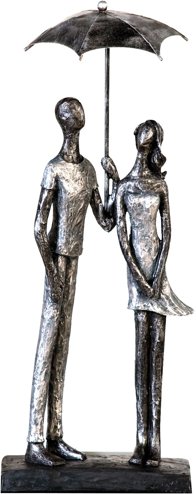 Casablanca by Gilde Dekofigur "Skulptur Umbrella, silber" Dekoobjekt, Höhe 36 cm, antikfinish, mit Spruchanhänger, Wohnzimmer