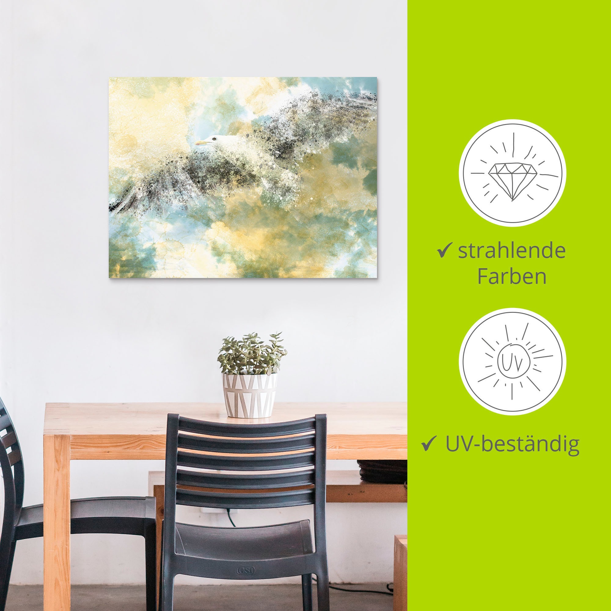Artland Wandbild »Verschwindende Möwe«, Vögel, (1 St.), als Alubild, Outdoorbild, Leinwandbild in verschied. Größen