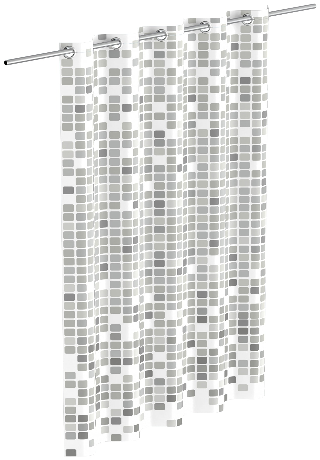 Duschvorhang »Mosaik GRAU«, waschbarer Antischimmel Vorhang (Höhe 200 cm), graues...