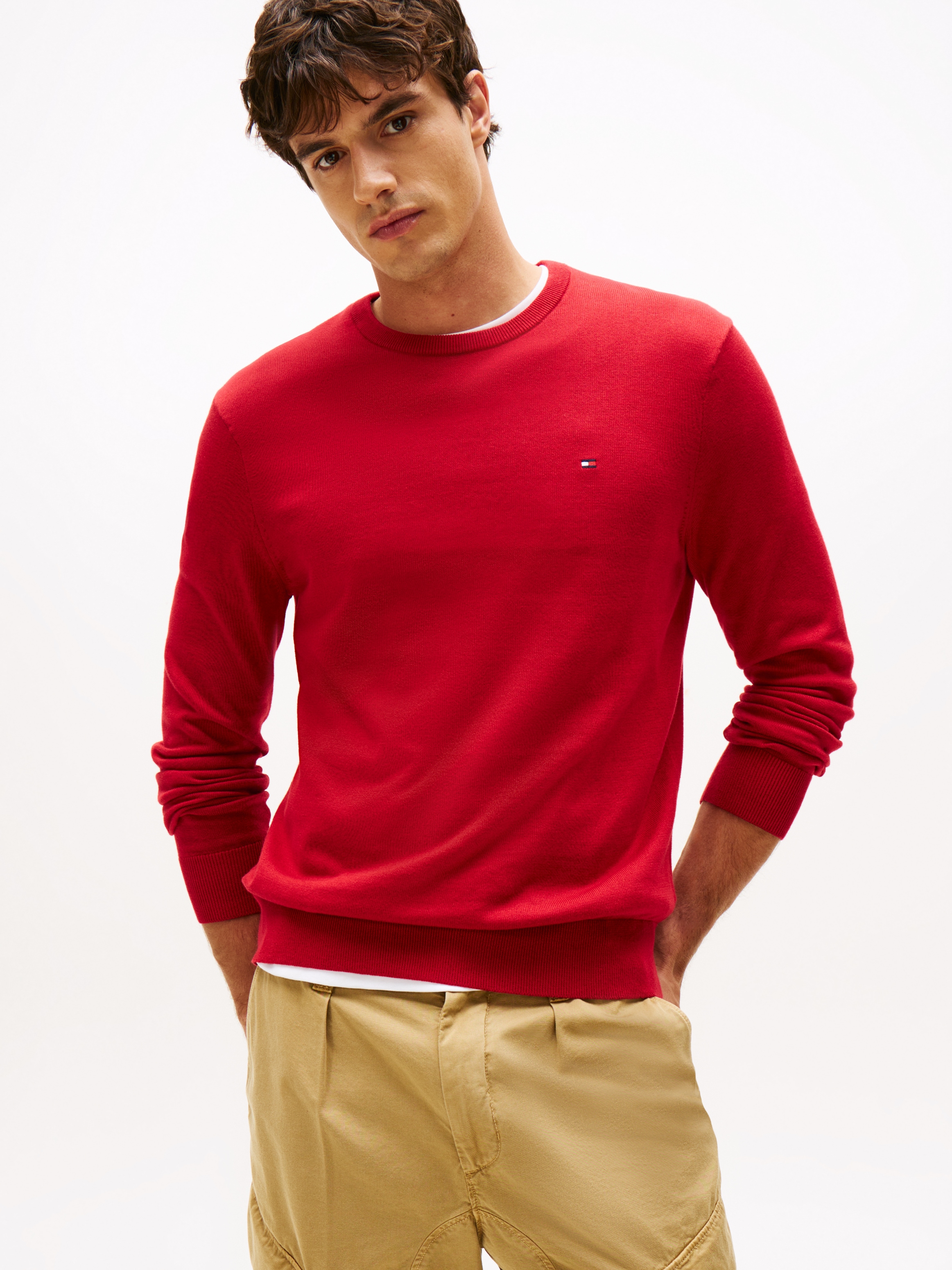 Tommy Hilfiger Rundhalspullover »ESSENTIAL COTTON« Crewneck Regular Fit Premium Mode