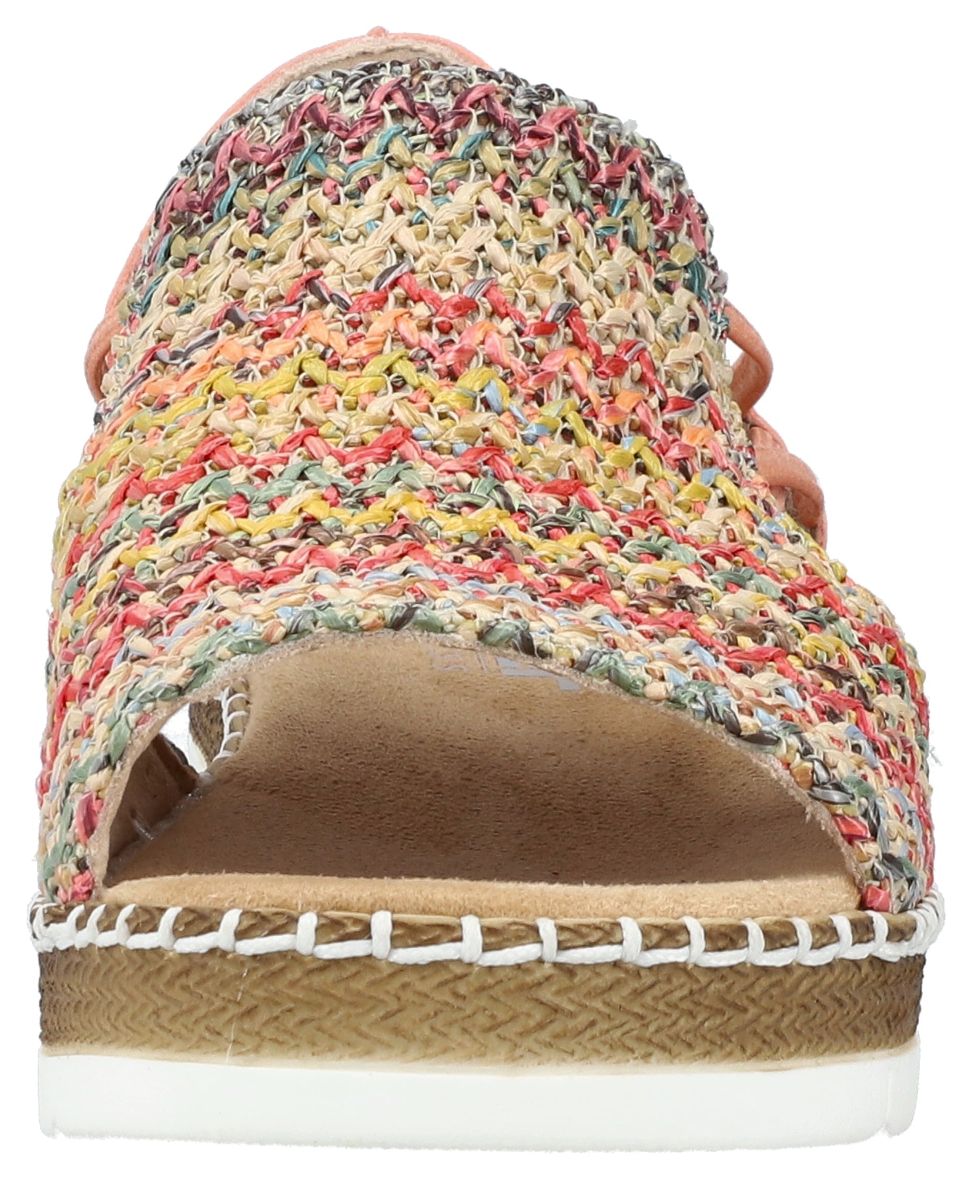 Rieker Sandale, Sommerschuh, Sandalette, Keilabsatz, in modischer Flechtoptik