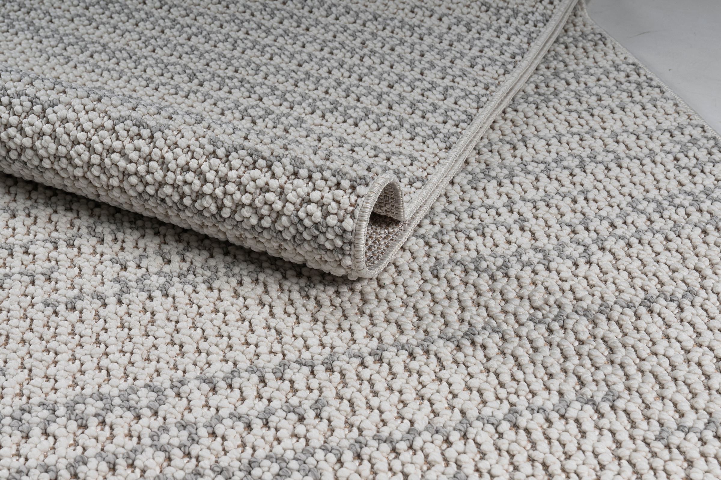 my home Teppich »Mads«, rechteckig, 6 mm Höhe, Boho, Woll-Look, Hoch-Tief-Struktur, In- und Outdoor geeignet, Fransen