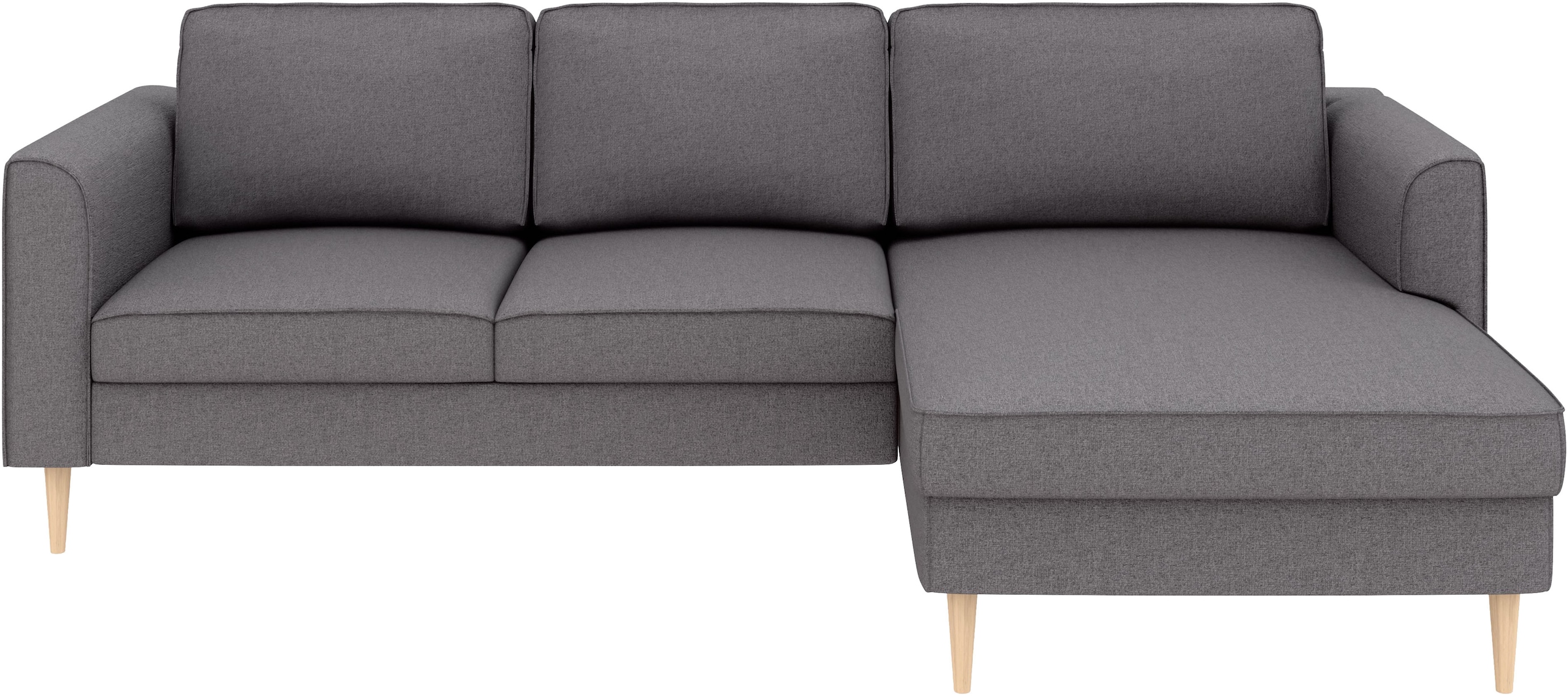 Home affaire Ecksofa »Booster, whlw. mit Schlaffunktion & Bettkasten, Fuß Buche lackiert« Recamiere beidseitig montierbar, L-Form, in Cord & Struktur, B: 232 cm