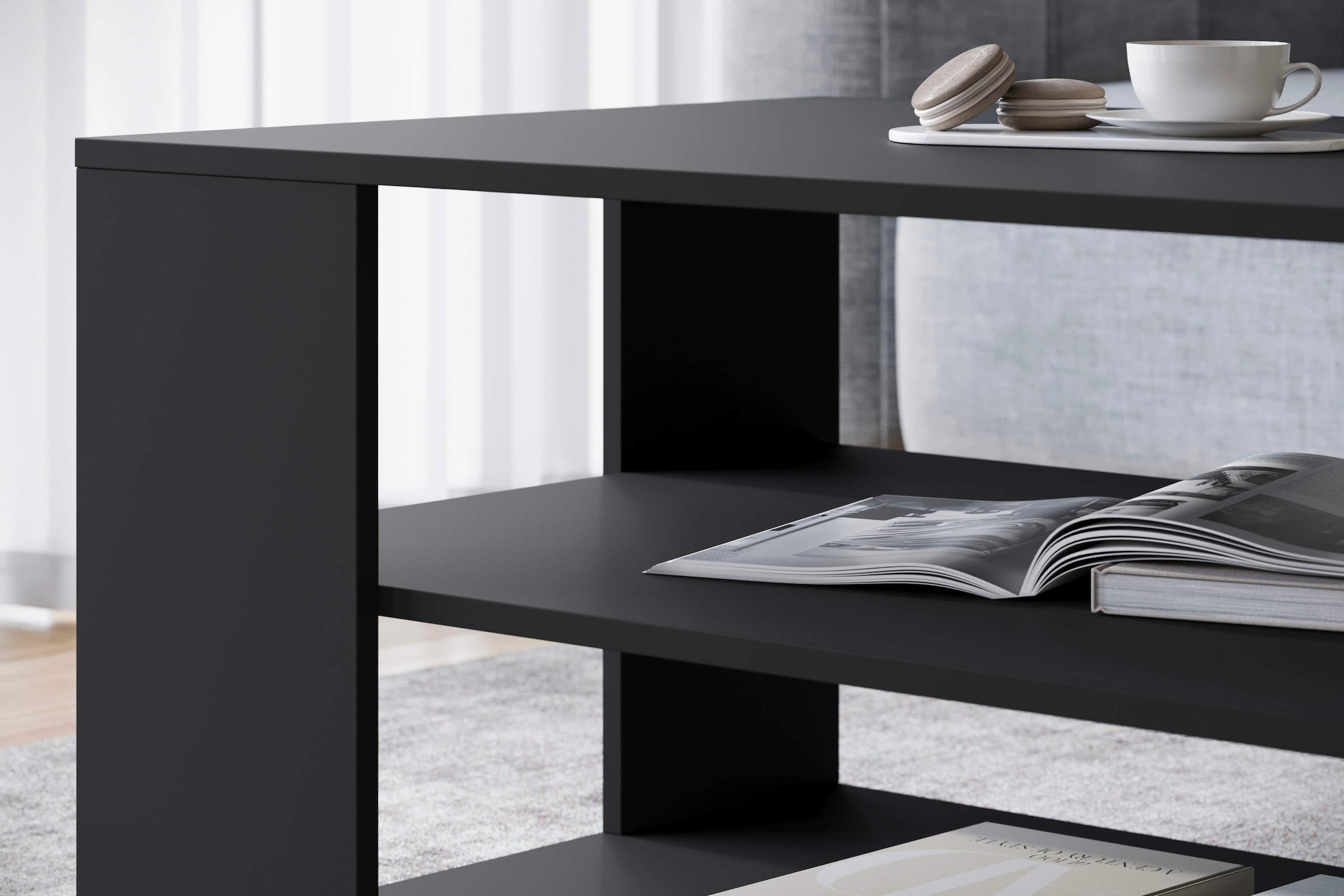 INOSIGN Couchtisch »Kenia«, (1 St.), Rechteckiger Kaffetisch, 100x66 cm, mit 2 Ablageböden