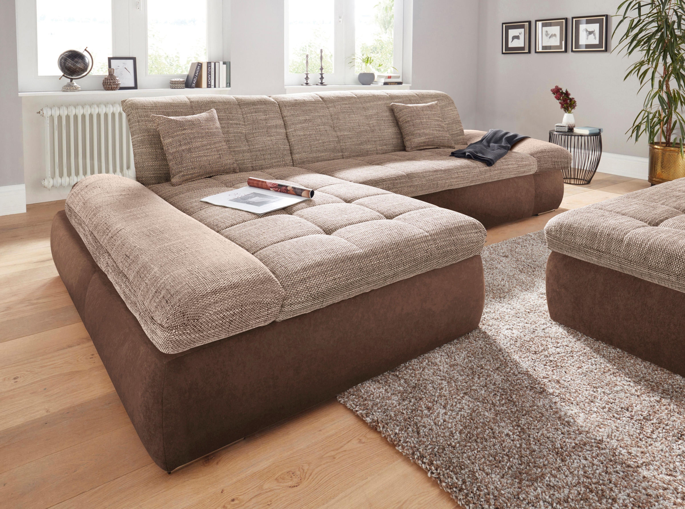 DOMO collection Ecksofa »PB Moric wahlweise mit Bettfunktion + Armteilverstellung, L-Form«, im XXL-Format, B/T/H:300/172/80 cm, feine Steppung