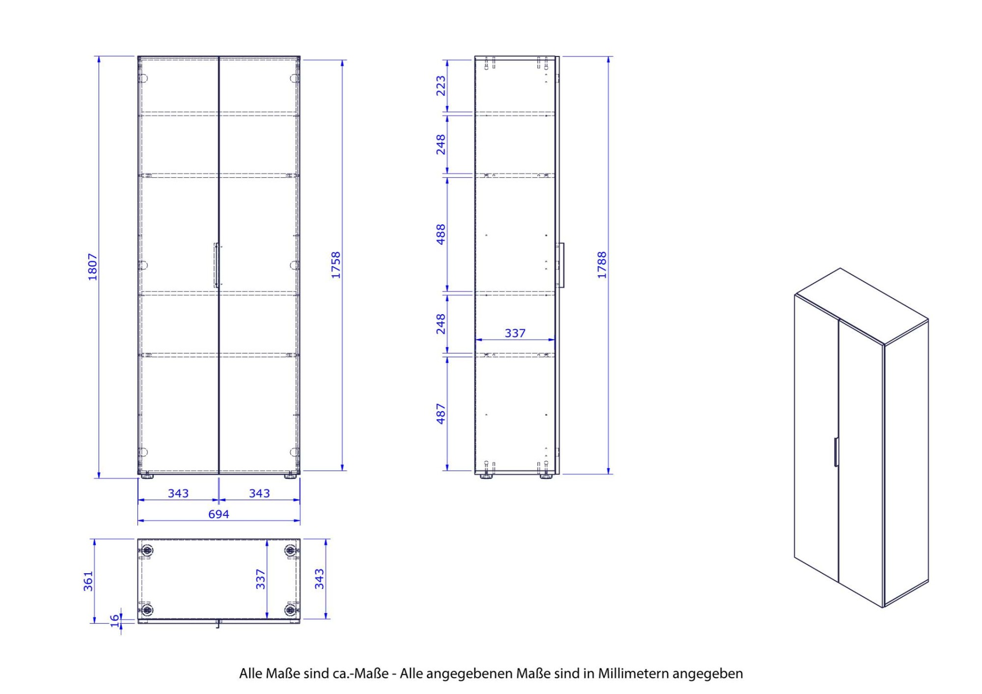 Composad Aktenschrank »Espresso,Archivschrank, Aktenschrank, Mehrzweckschrank«, (1 St.), mit 2 Türen und 4 Einlegeboden innen