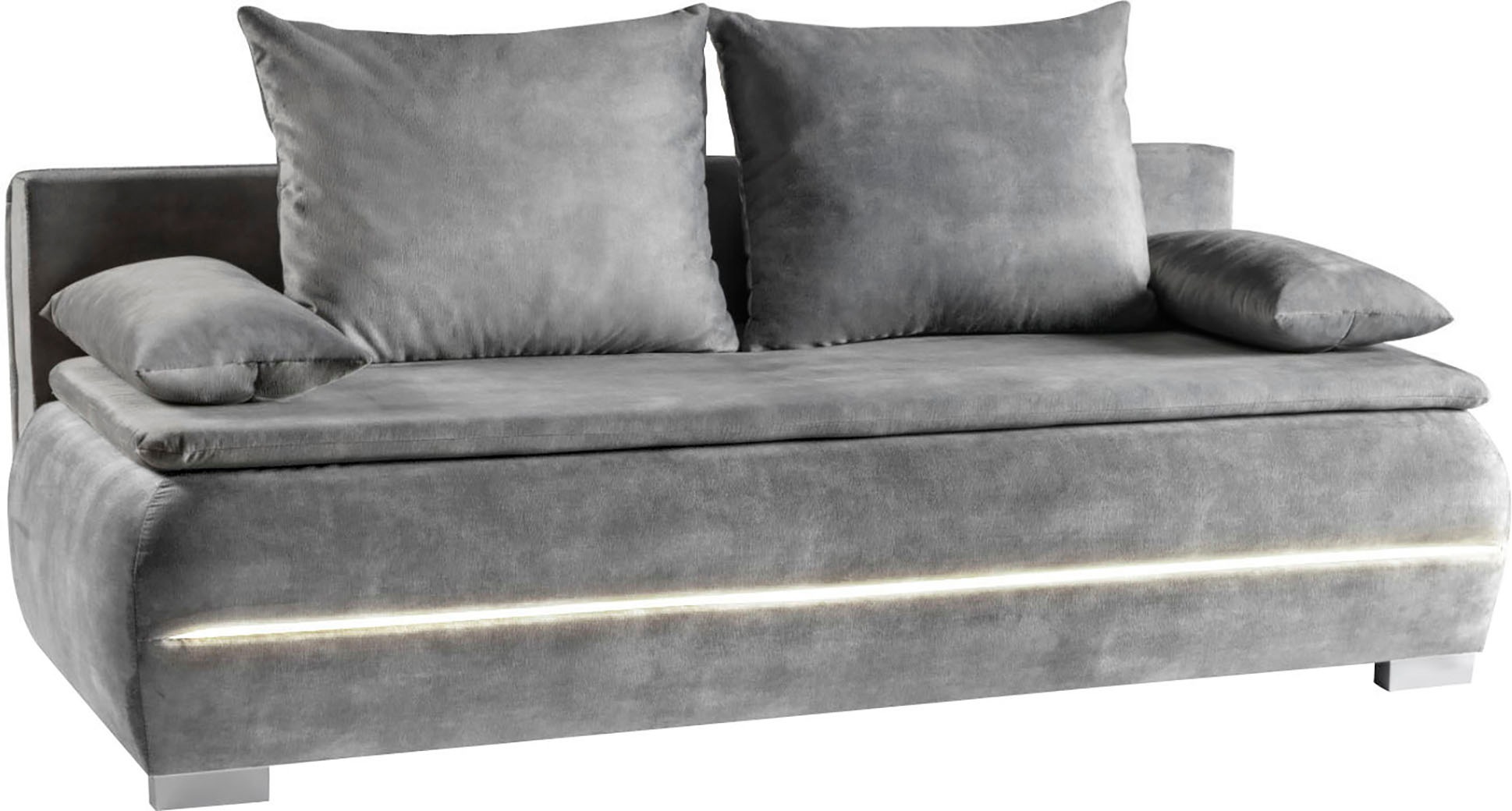 WERK2 Schlafsofa »Tekla LED, Bettcouch Breite 206cm, Liegefläche 200/140cm,«, 2-Sitzer Schlafcouch mit Bettkasten & stylischer RGB-LED-Beleuchtung