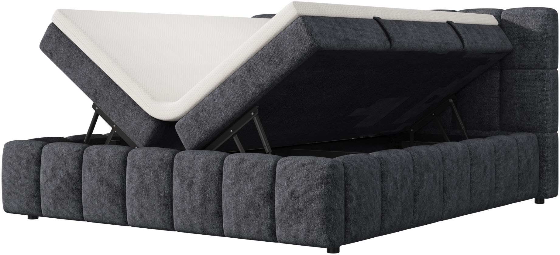 OTTO home Boxbett »AARRON, Polsterbett mit Bettkasten und Taschenfederkernmatratze (H3)« 180x200cm Liegefläche, Komfortschaumtopper (7cm)