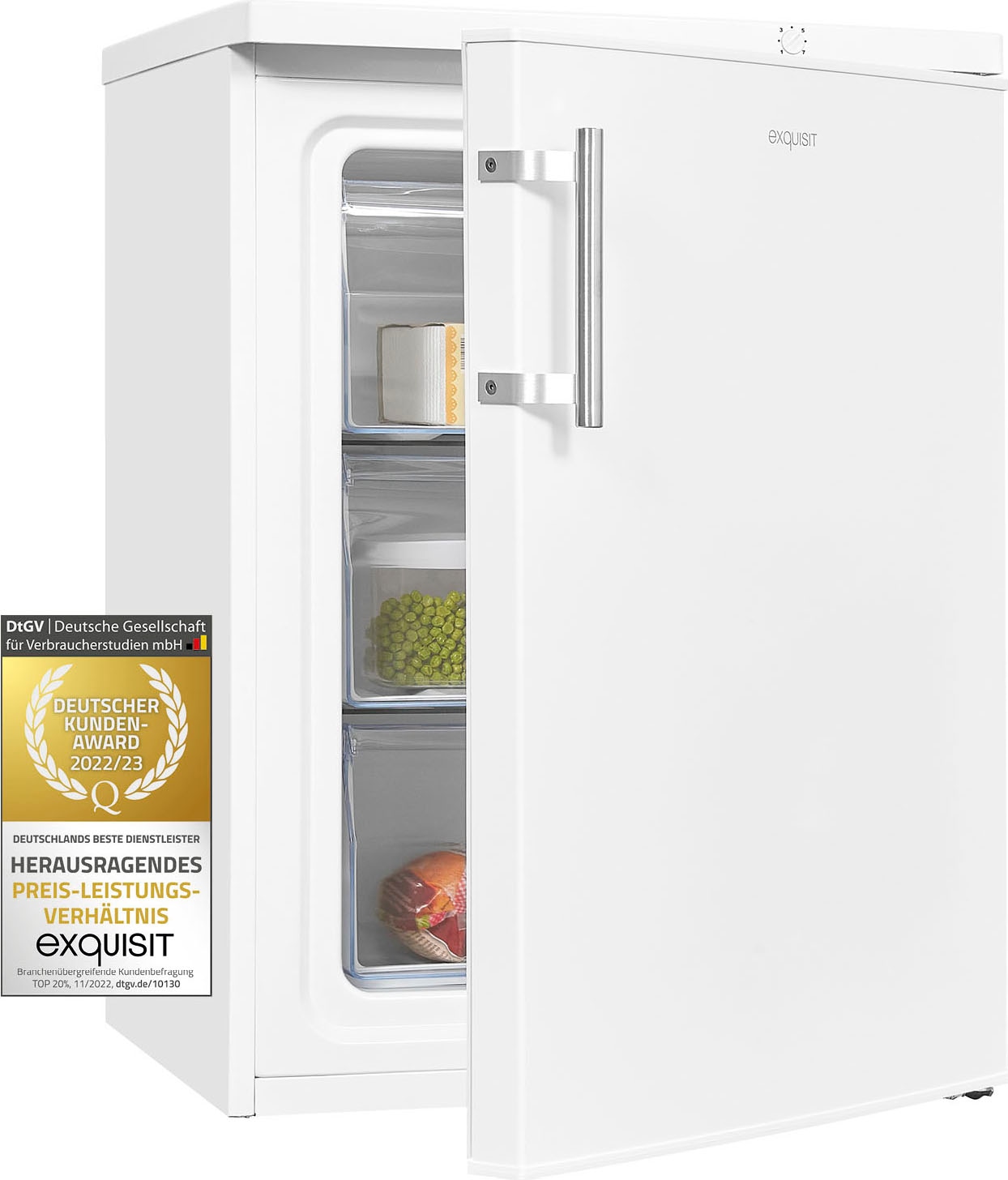 exquisit Gefrierschrank »GS18-H-170E weiss«, 85,0 cm hoch, 60,0 cm breit, 98 L Volumen, 4 Sterne Gefrieren