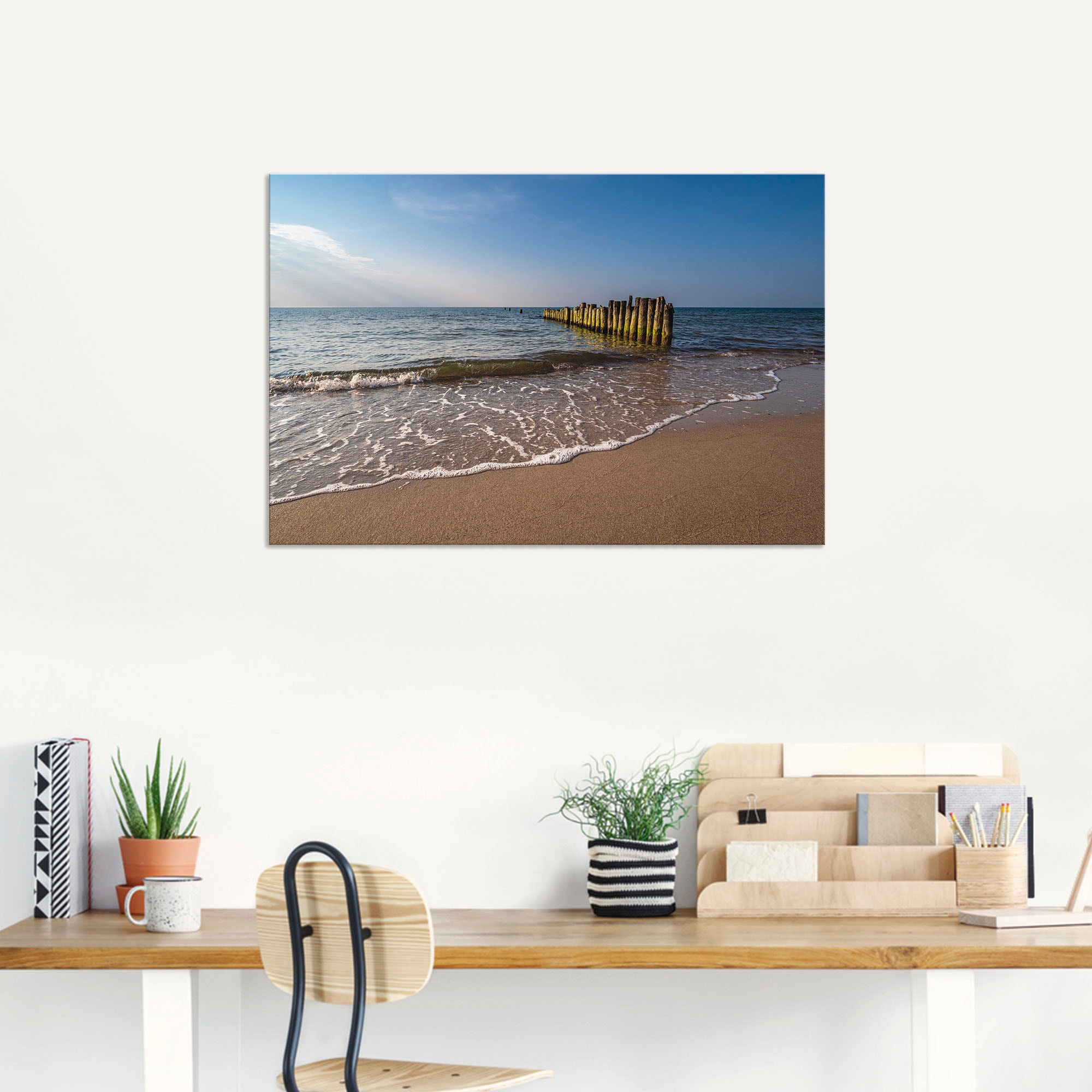 Artland Alu-Dibond-Druck »Buhnen an Küste Ostsee bei Graal«, Strandbilder, (1 St.), für Innen- und Außenbereich geeignet, Outdoorbild