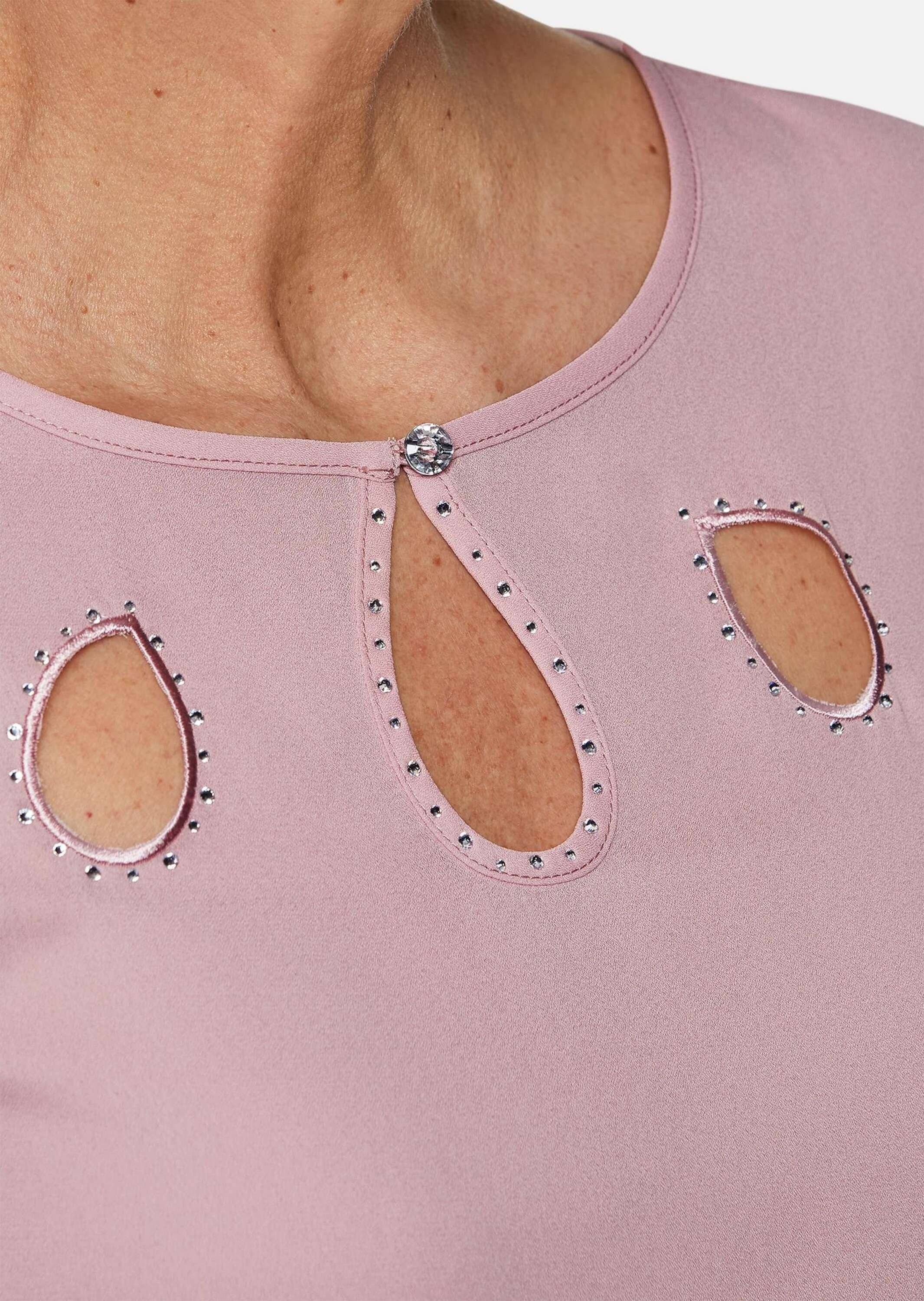 GOLDNER Kurzarmbluse »Feminine Bluse mit aufregender Ausschnittlösung«