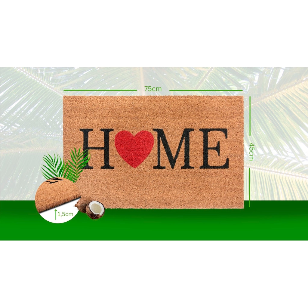 HANSE Home Fußmatte »Mix Mats Kokos Home With Heart«, rechteckig, Kokos, Schmutzfangmatte, Outdoor, Rutschfest, Innen, Kokosmatte, Flur