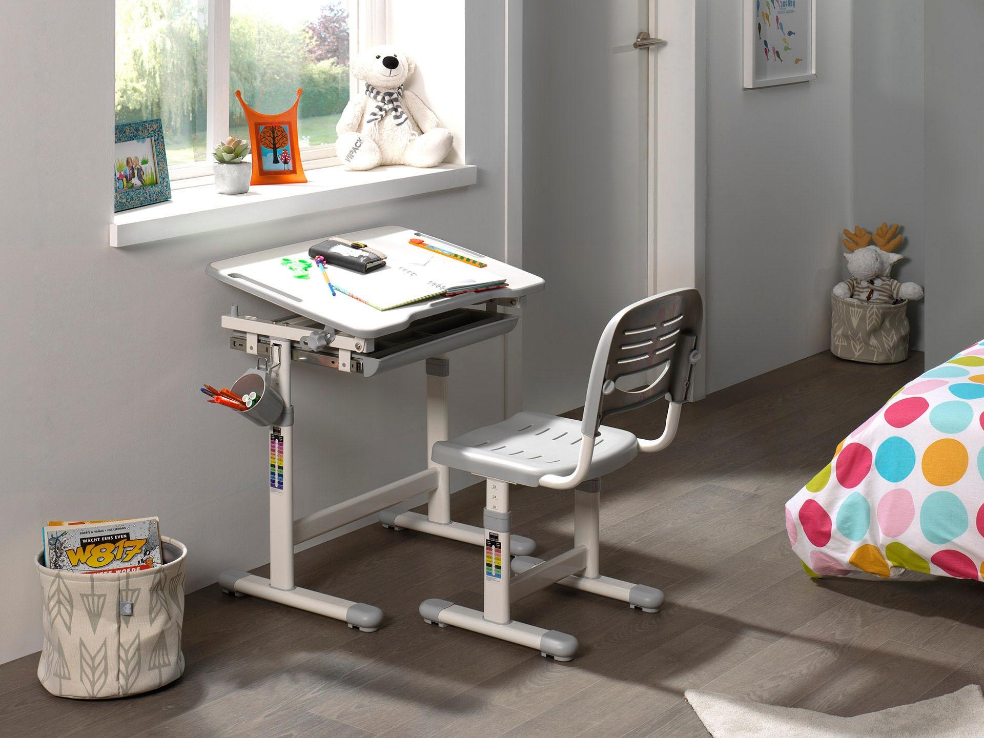 Vipack Kinderschreibtisch »Comfortline«, (Set, mit Stuhl), ergenomisch höhenverstellbar