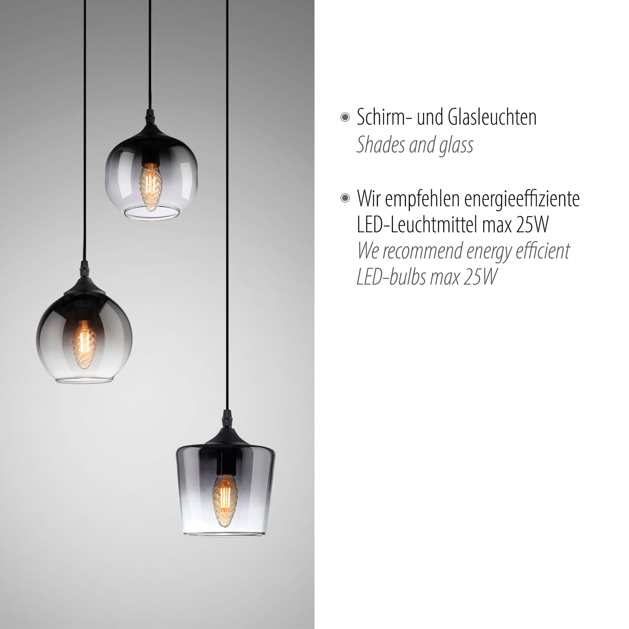 JUST LIGHT Pendelleuchte »ZEA«, 3 flammig, Leuchtmittel E14 | ohne Leuchtmittel, ExklusiveE14