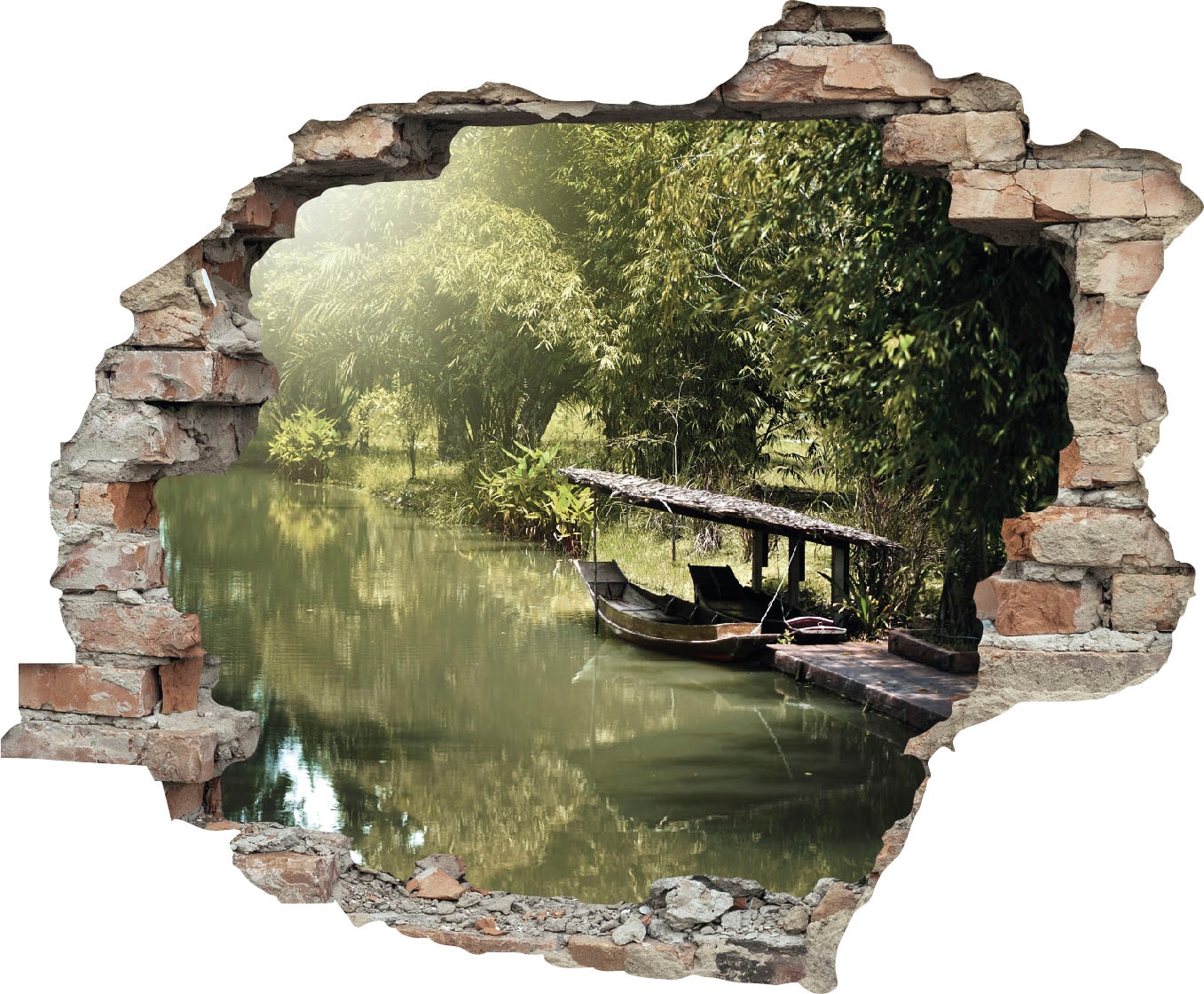 queence Wandtattoo »Fluss« Wandsticker, Wandbild, selbstklebend, 3D, Wanddurchbruch