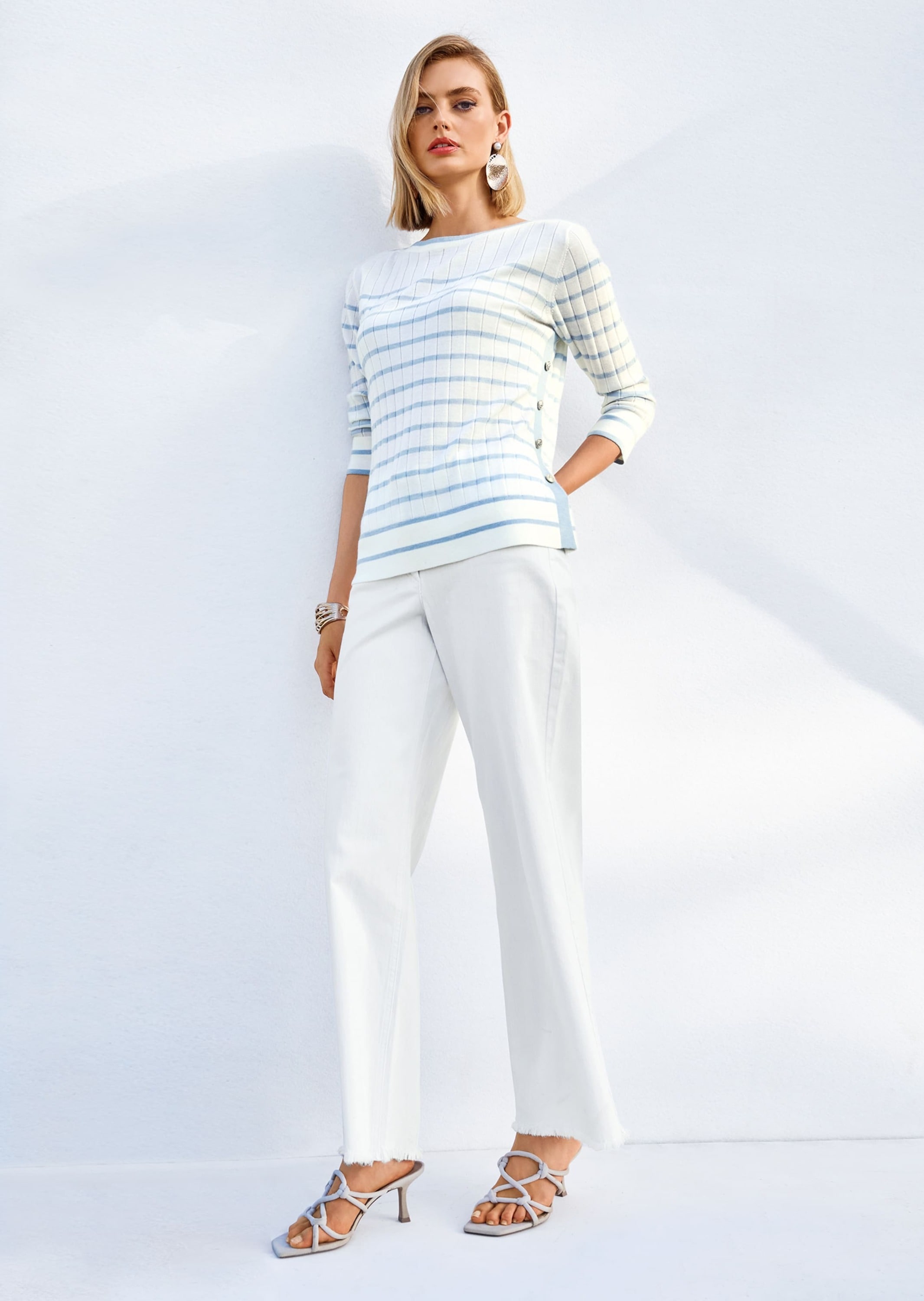 MADELEINE Longpullover »Pullover Ringel-Pullover aus Rippstrick«