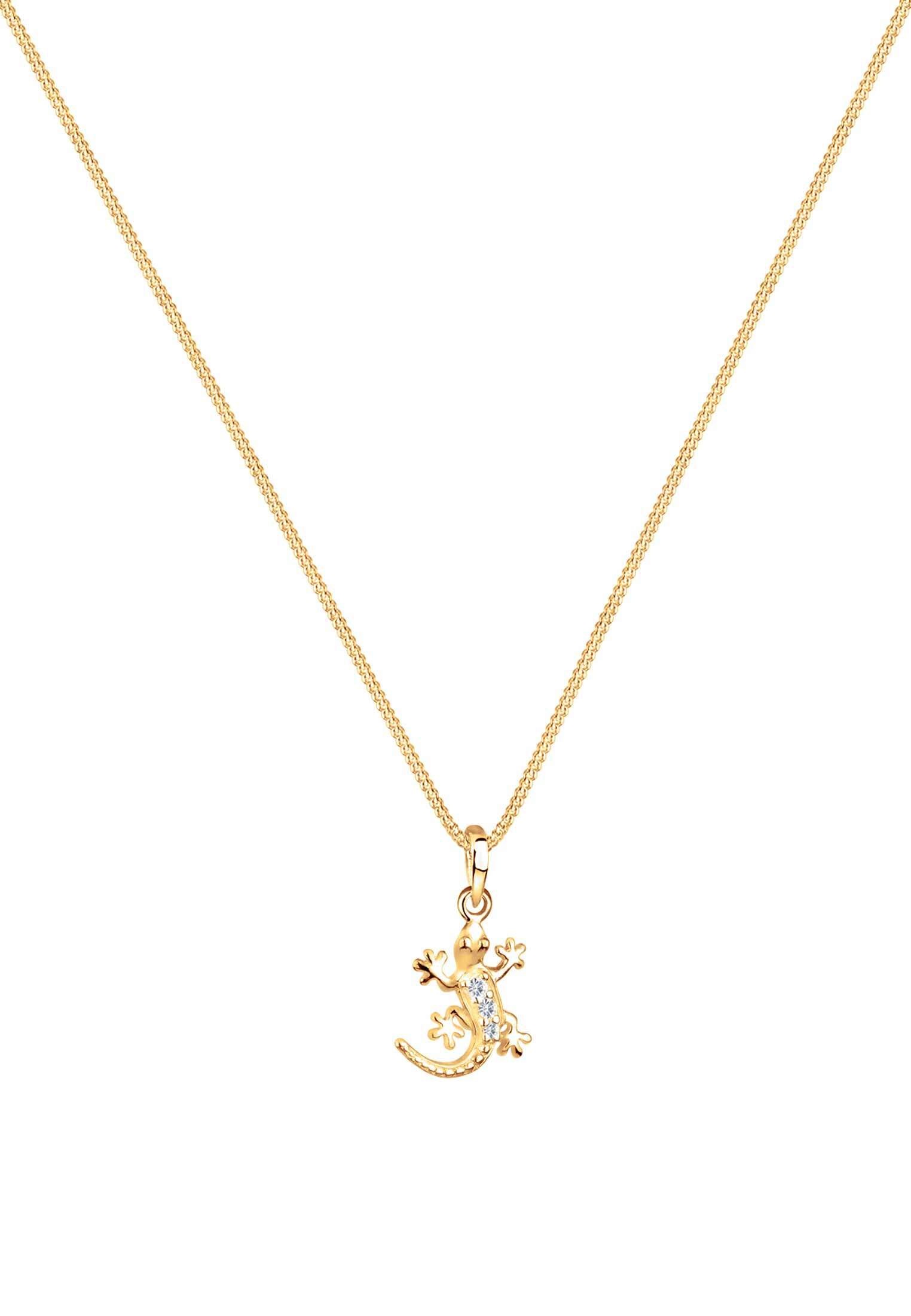 Elli Silberkette »Halskette Gecko Eidechse 925 Silber, mit Kristallen von Swarovski®«