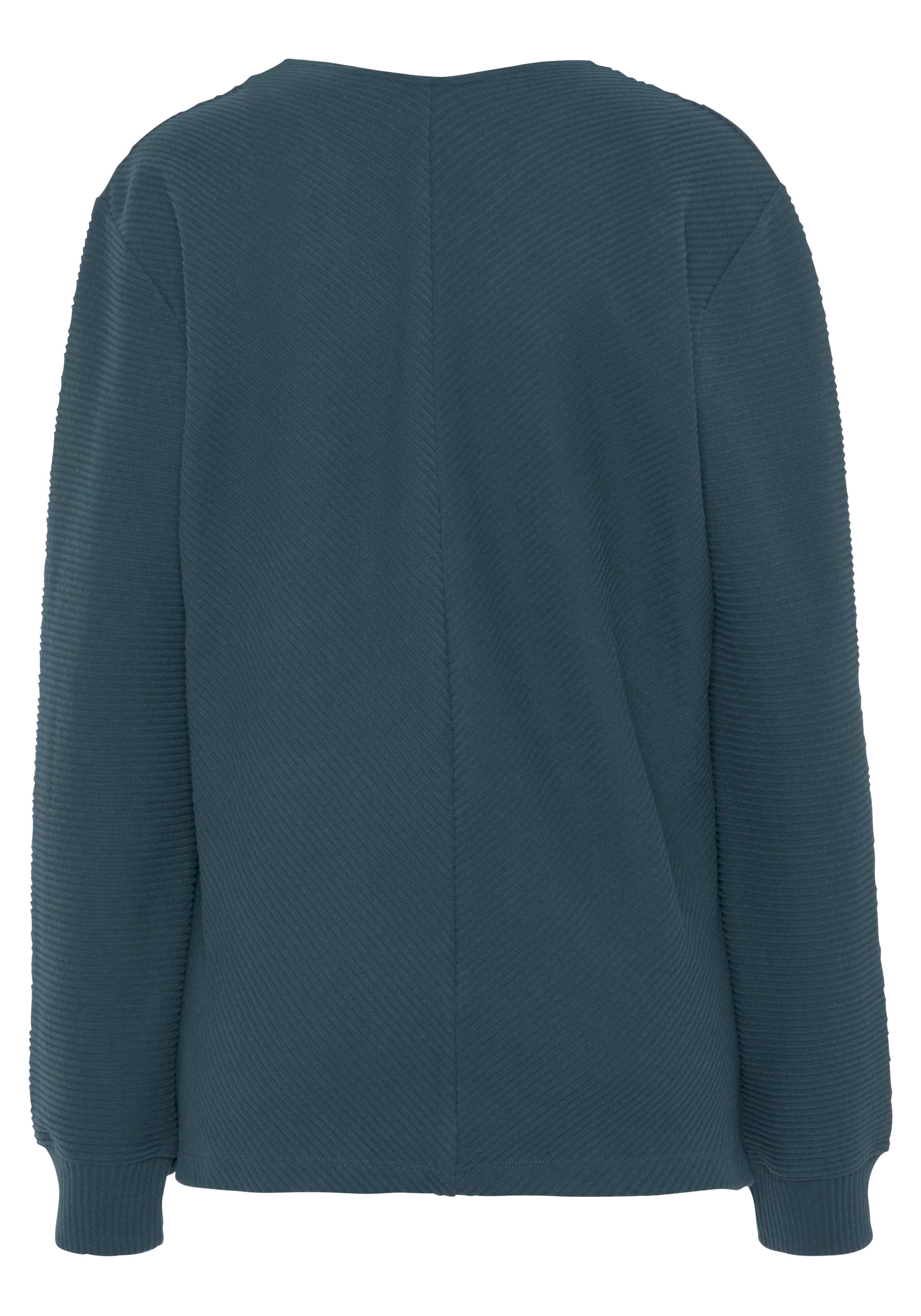 s.Oliver Sweatshirt, Langarmshirt mit V-Ausschnitt und weiche Rippbündchen, Loungewear