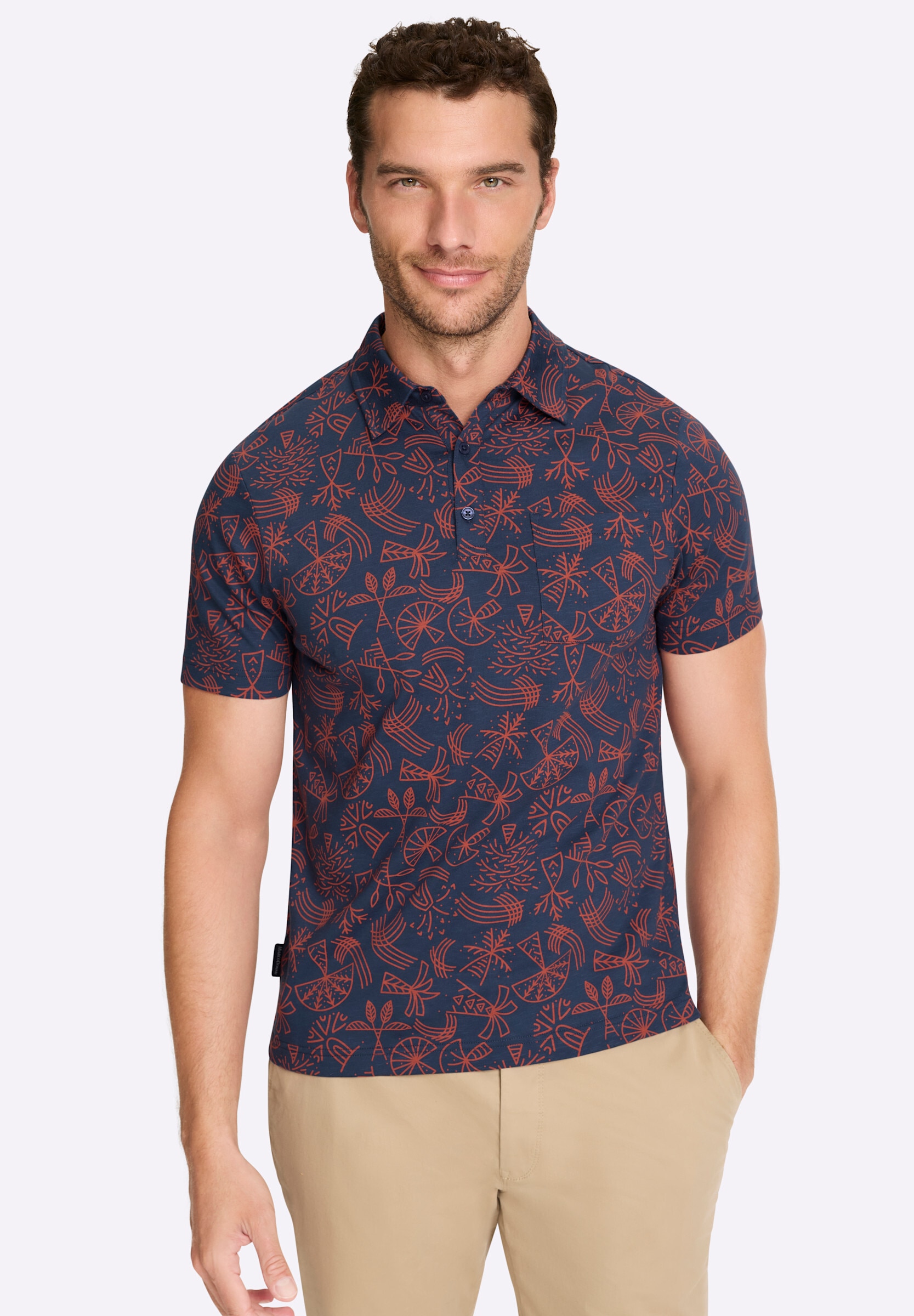 Witt T-Shirt »Kurzarm-Poloshirt Kurzarmshirt mit Allover-Print«