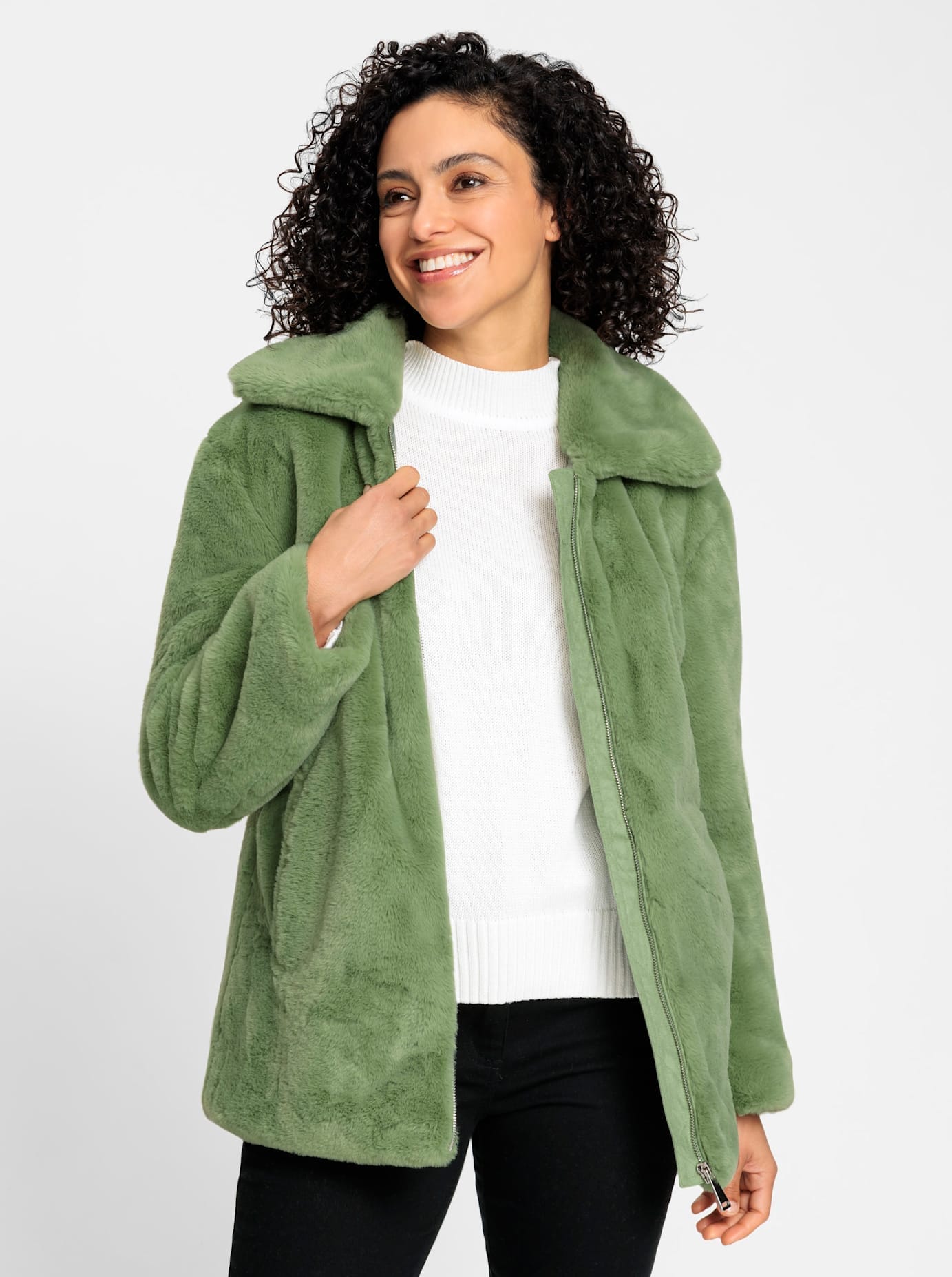 Inspirationen Fellimitatjacke, ohne Kapuze