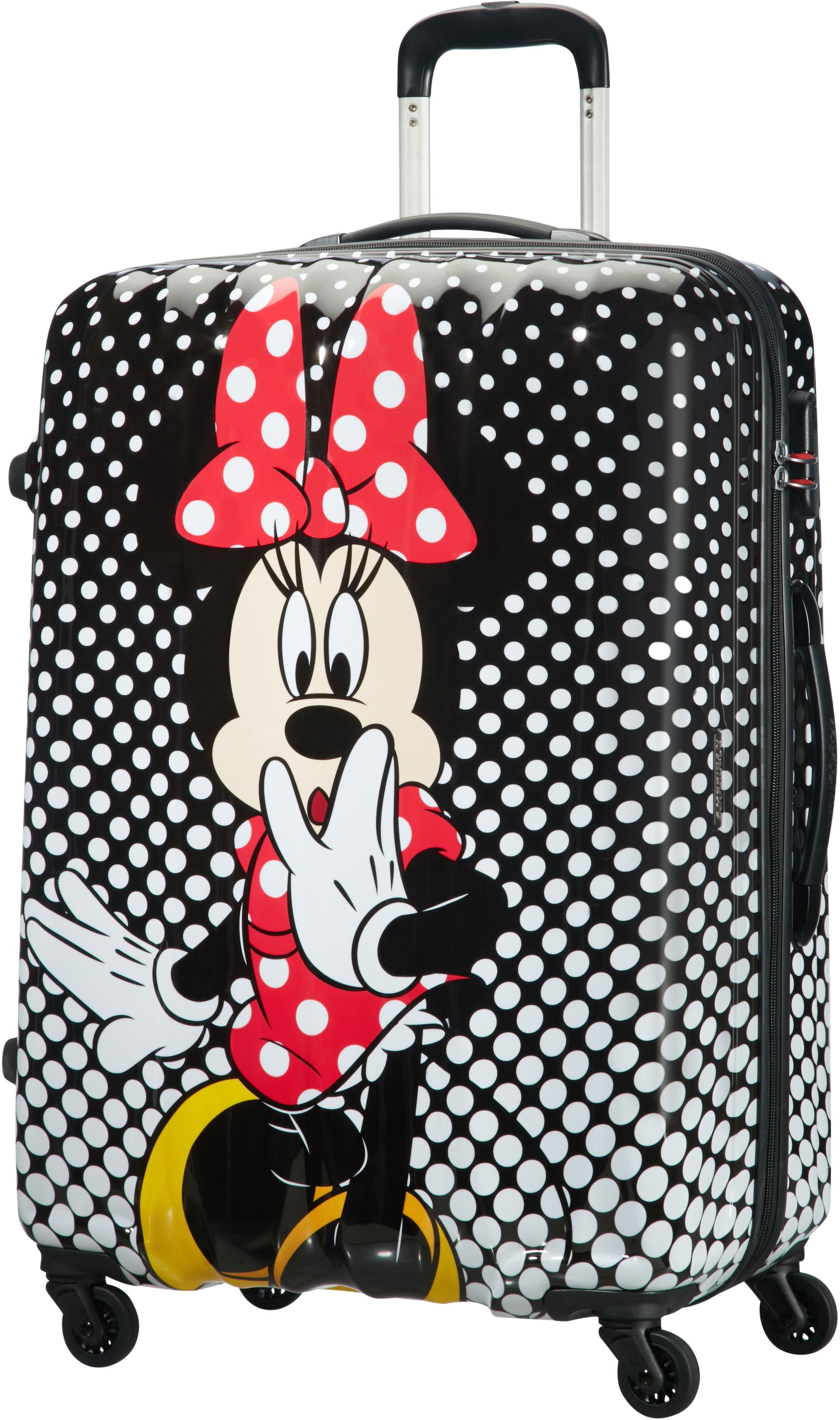 American Tourister® Hartschalen-Trolley »Disney Legends, Minnie Mouse Polka Dots, 75 cm«, 4 Rollen, Kinder Reisegepäck Koffer groß TSA-Zahlenschloss