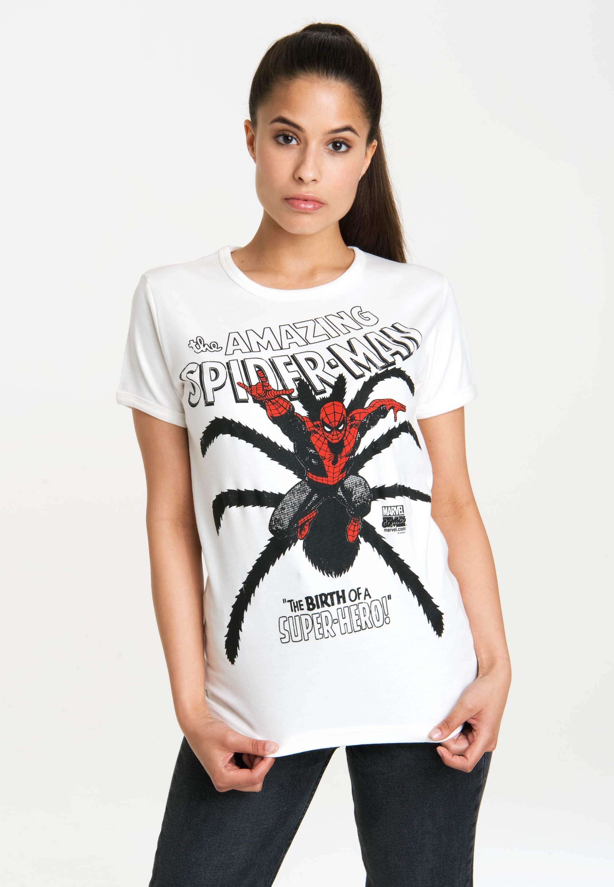 LOGOSHIRT T-Shirt »Spider-Man Birth«, mit lizenzierten Originaldesign