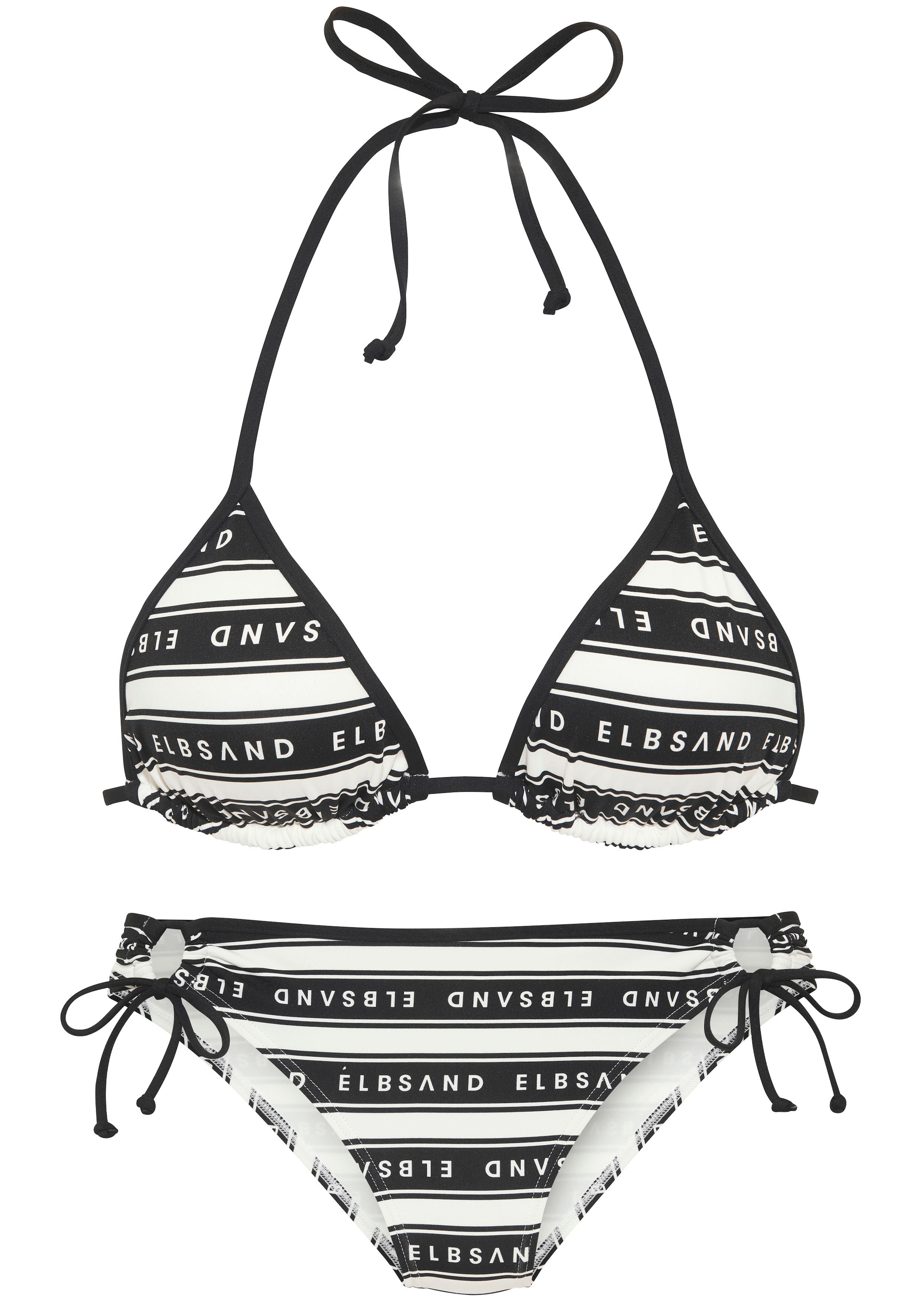 Elbsand Triangel-Bikini »Zone« Set,  mit kontrastfarbenen Streifen und Schriftzügen