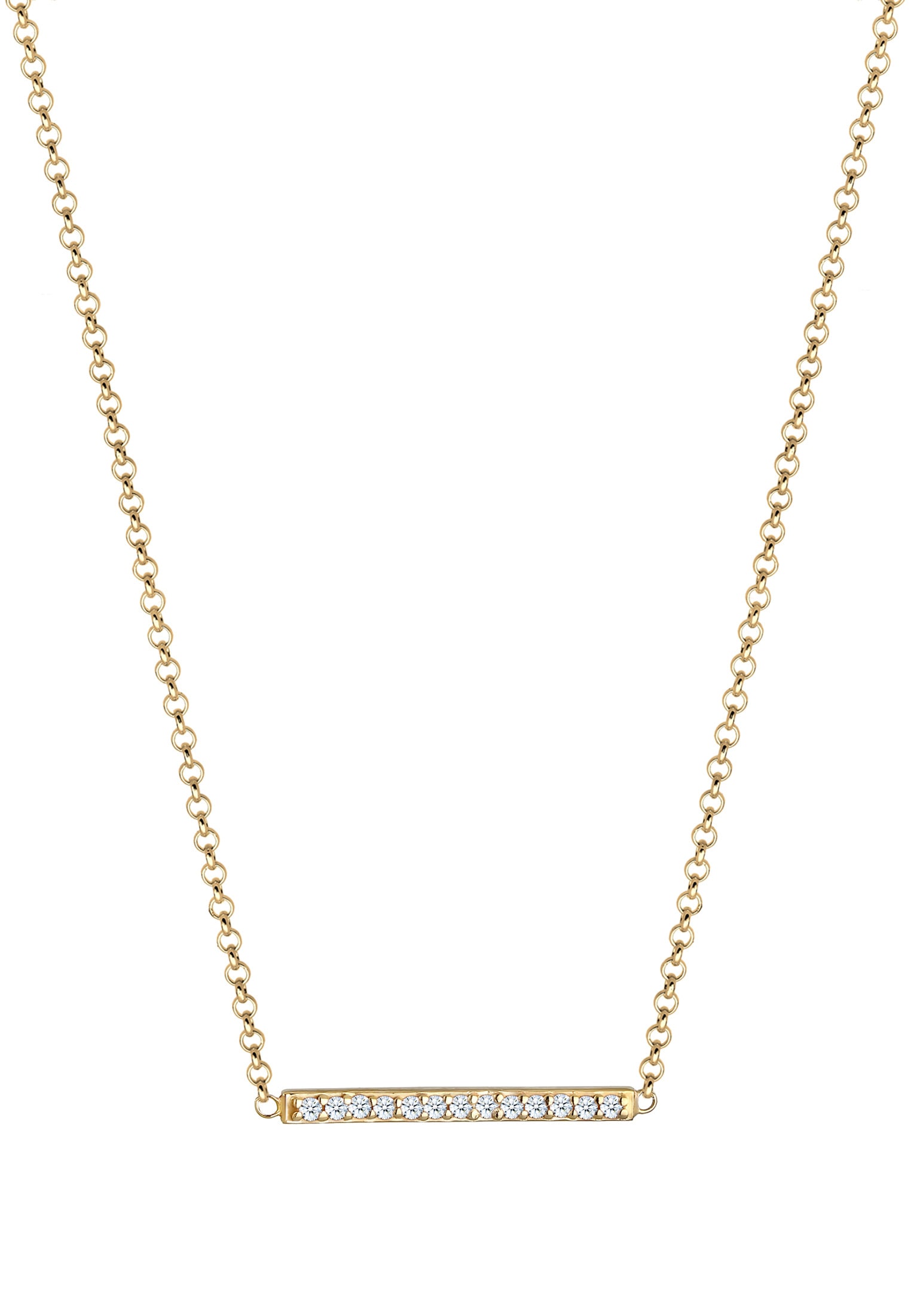 Elli DIAMONDS Silberkette »Halskette Klassisch Diamanten Reihe (0.065 ct.) 375 Gelbgold«