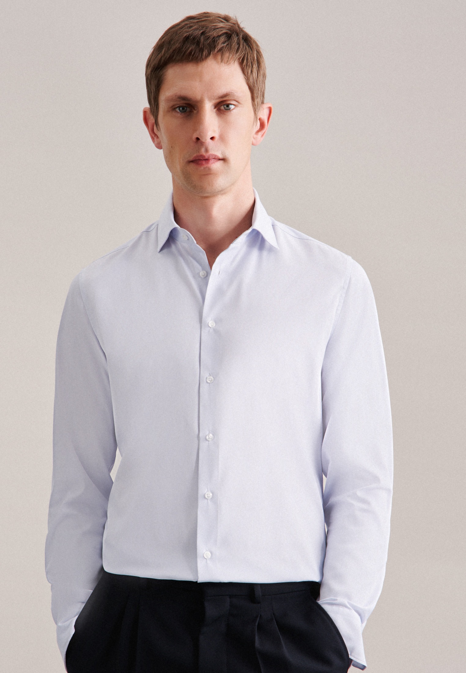 Seidensticker Herren Businesshemd »X-Slim« X-Slim Langarm Kentkragen Druck in blau, Größe S (37)