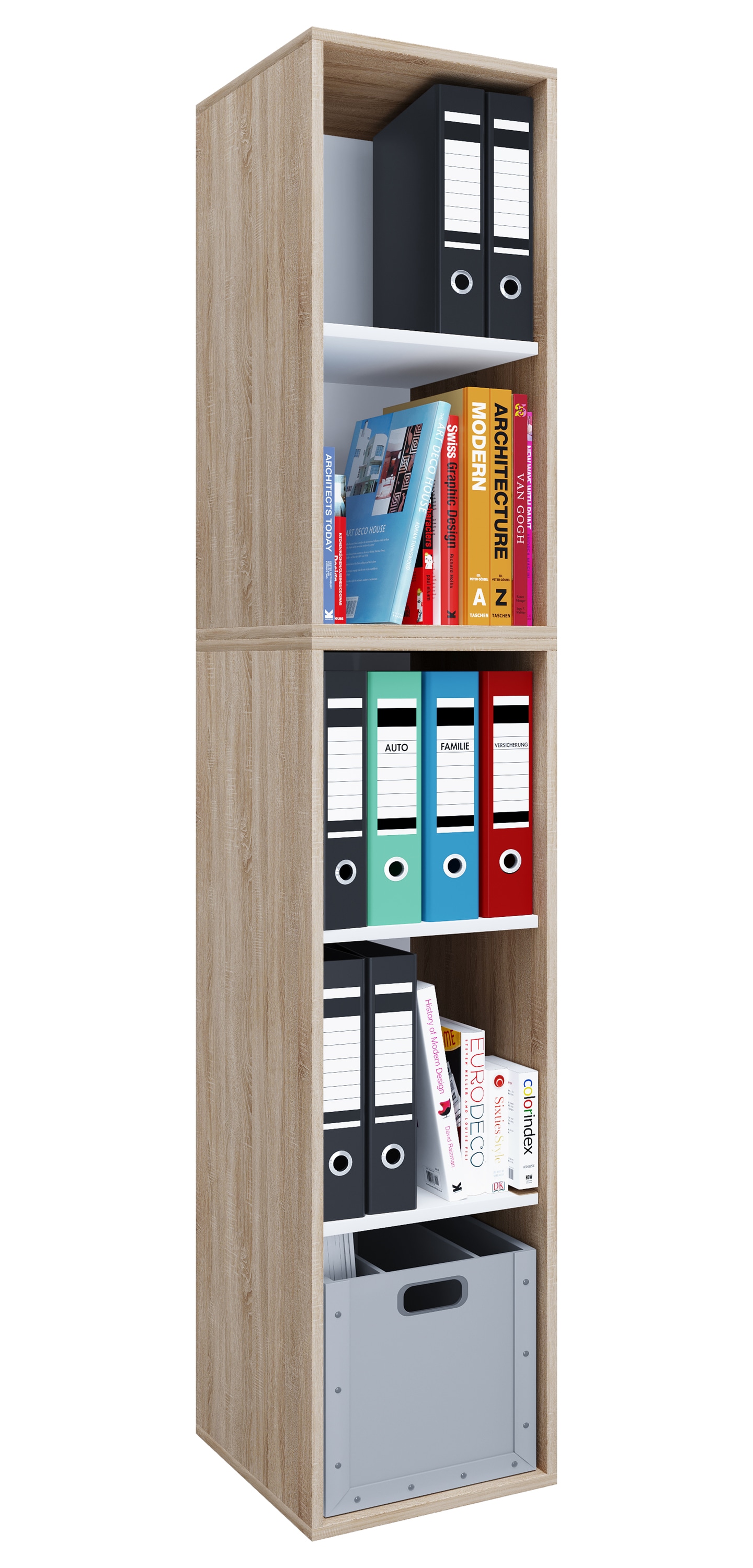 VCM Aktenregal »VCM Holzregal stehend | platzsparender Aktenschrank | Maße ca. H. 184 x B. 35 x T. 37 cm | Elegantes Regal | Büroregal ¿ Lona I 5f«