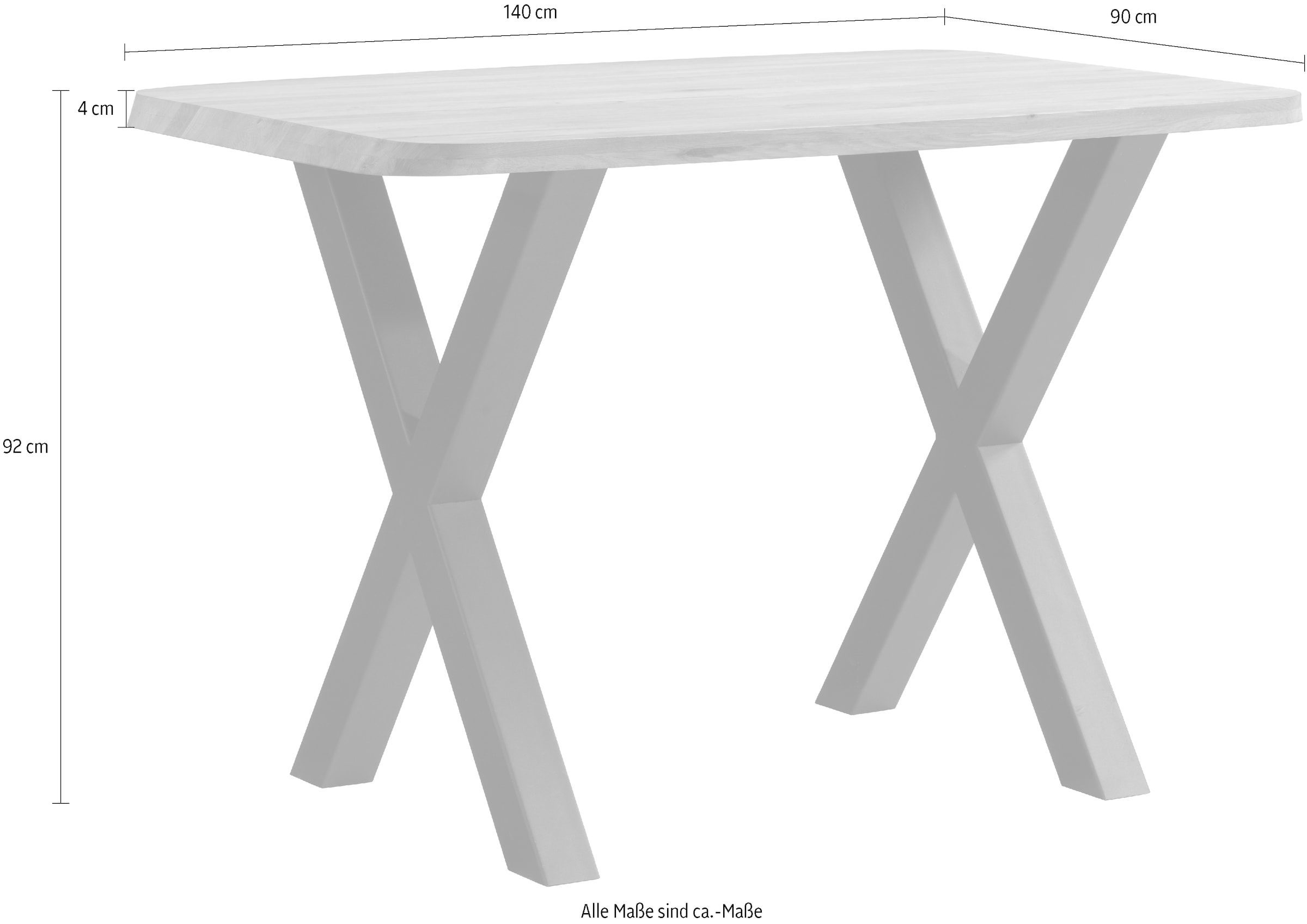 massivline&more Bartisch »Porto 300, Bartisch, Hochtisch, Tisch, Massivtisch« 2 Stk. tlg. Platte massiv, Gestell Metall pulverbeschichtet schwarz