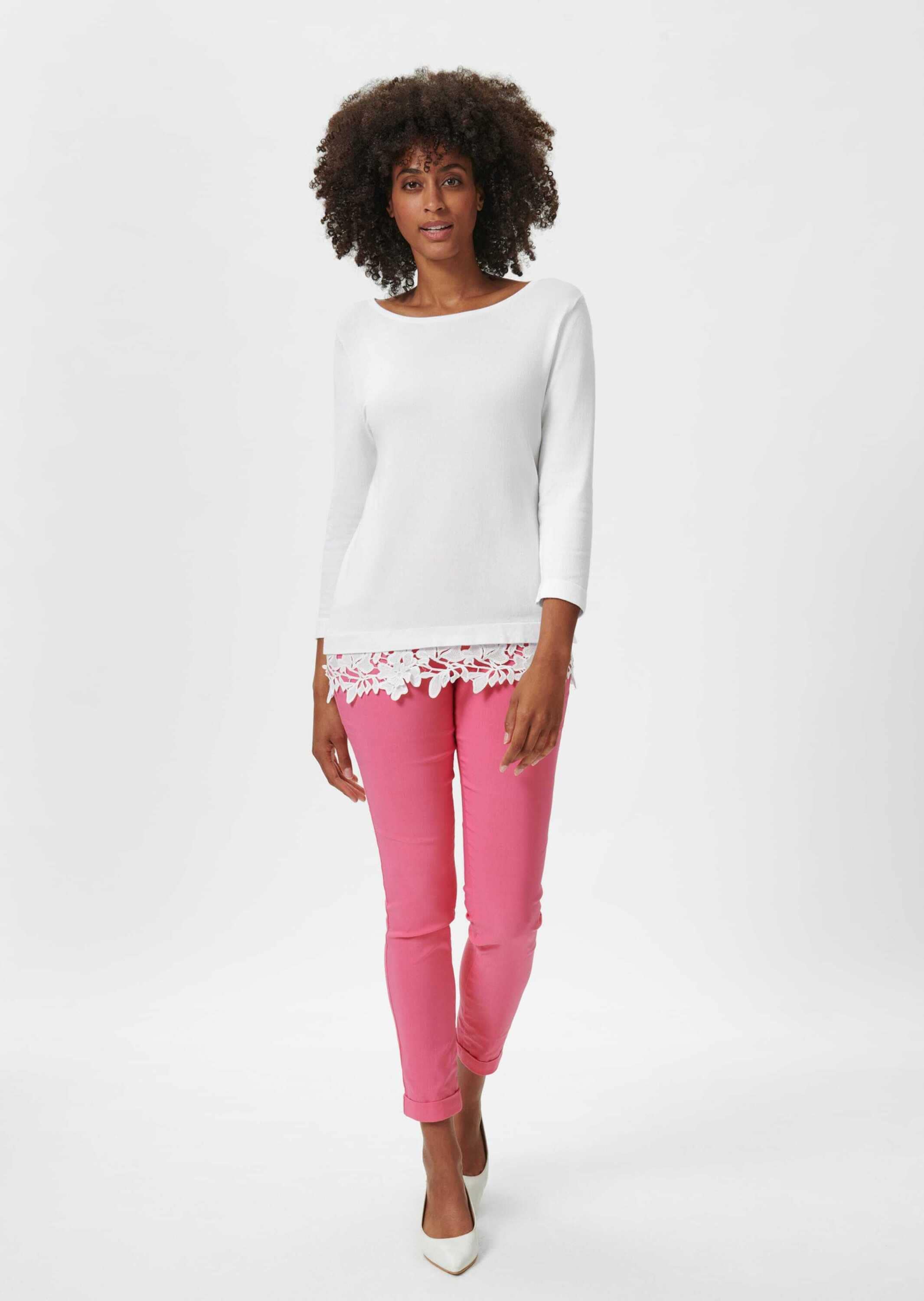 MADELEINE Longpullover »Pullover Pullover mit Spitzensaum«