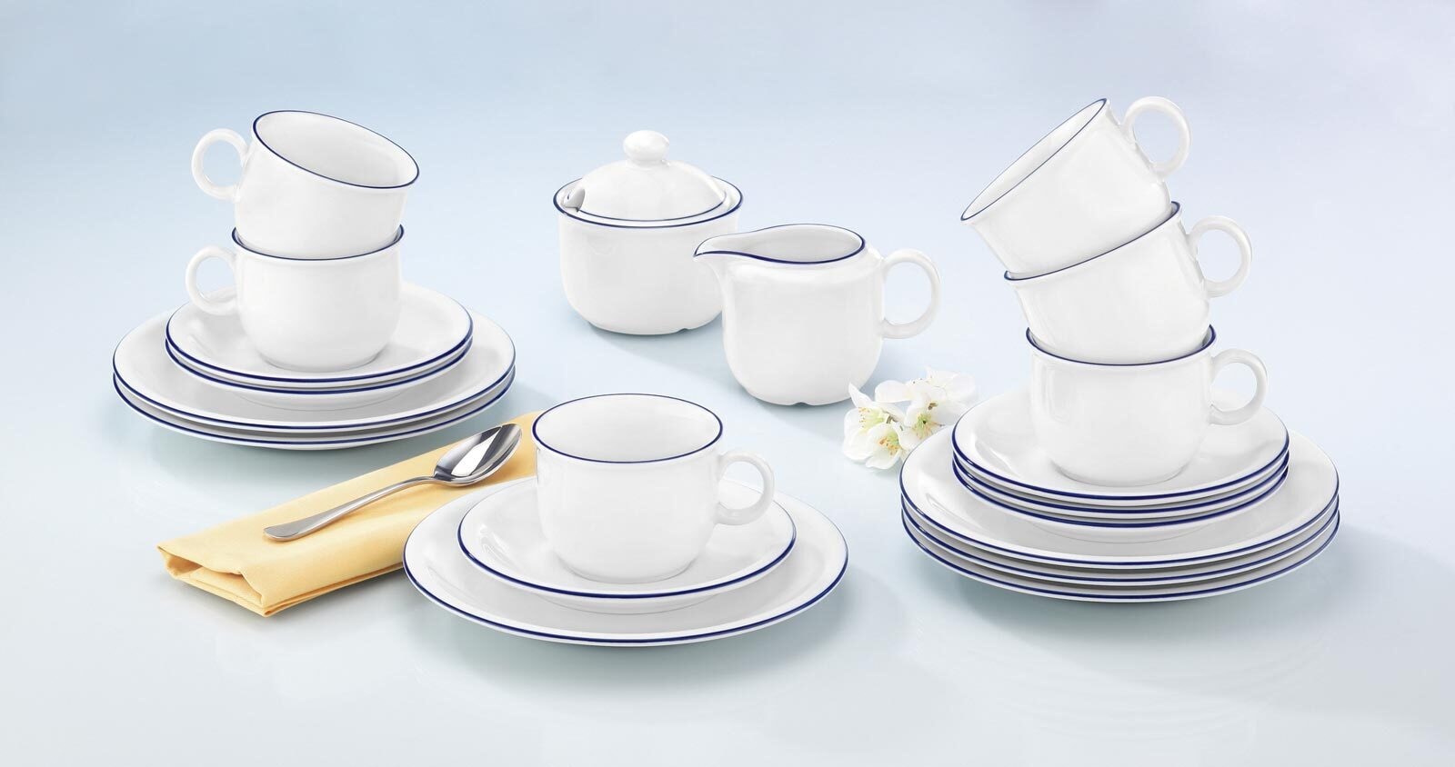 Seltmann Weiden Milch- und Zuckerset »Milch- & Zucker-Set Compact Blaurand weiß-blau« Spülmaschinenfest, Mikrowellensicher, Ofenfest