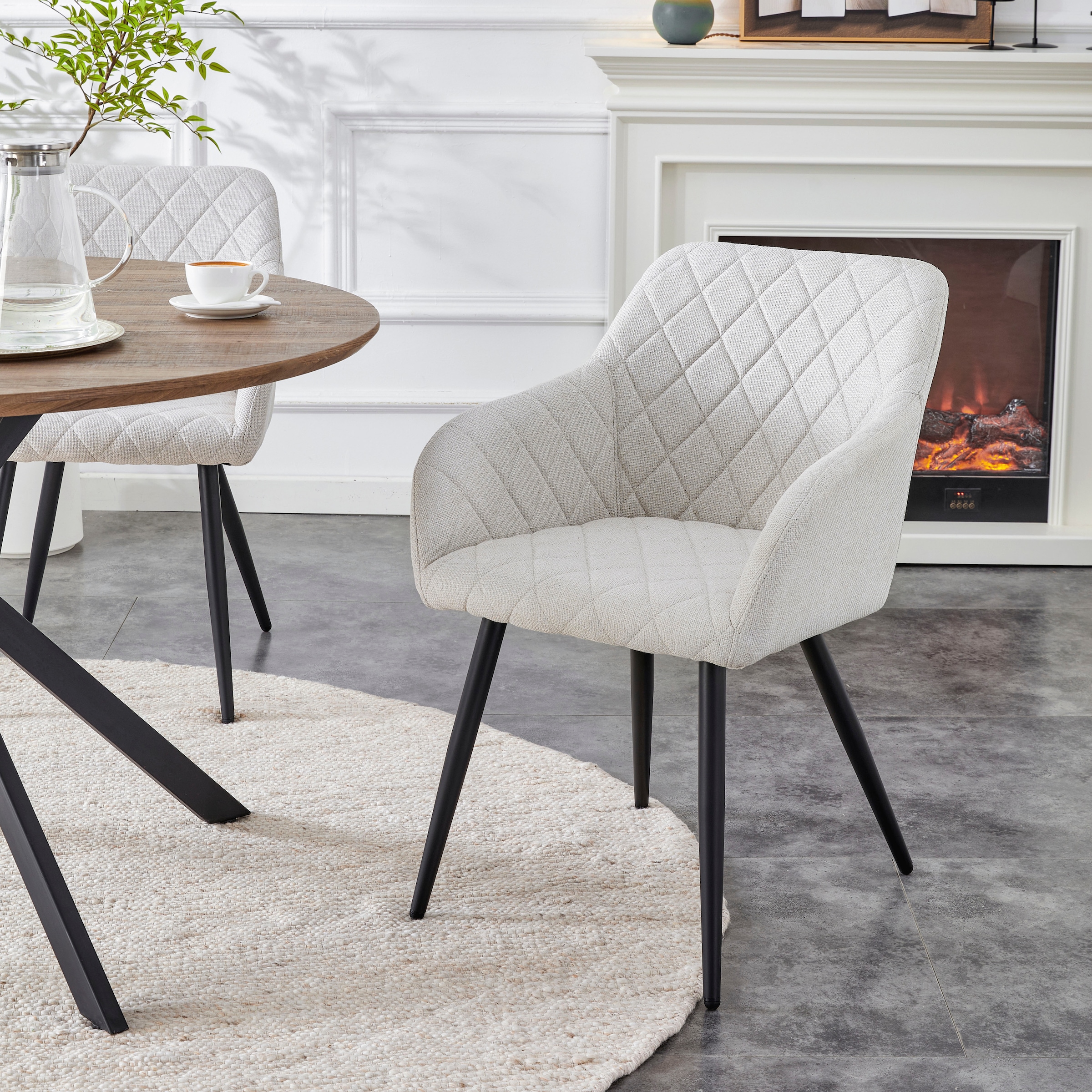 Home affaire Esszimmerstuhl »SUDBURRY, 2er Set, mit Metallgestell in matt schwarz« (Set) 2 Stk.in verschiedenen Farben, Belsatbarkeit pro Stuhl 120 kg, mit Armlehne