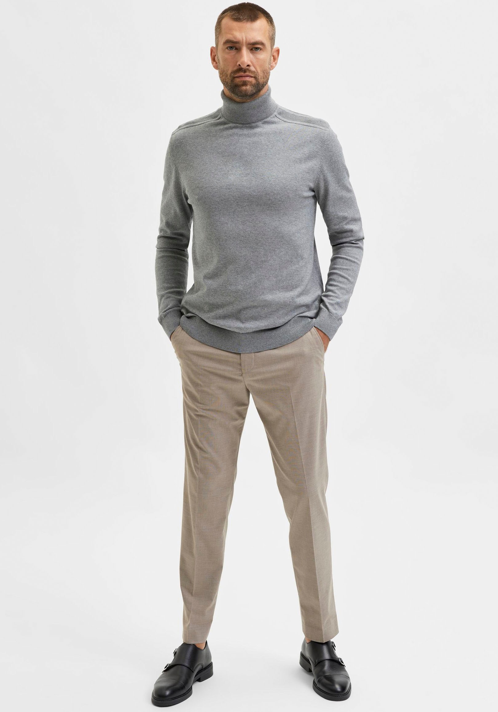 SELECTED HOMME Strickpullover »SLHBERG ROLL NECK B NOOS«