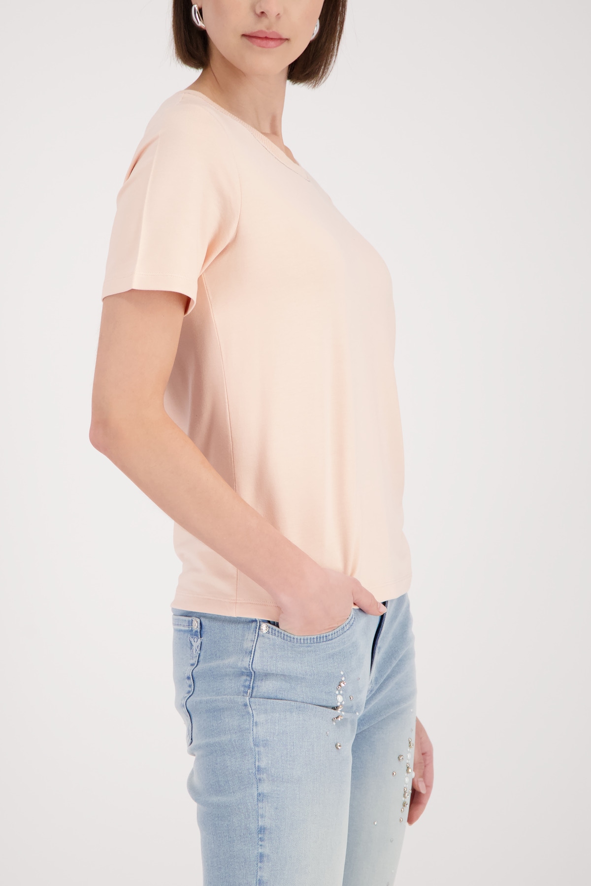 Monari Rundhalsshirt »Shirt Kette« mit Glitzerkante