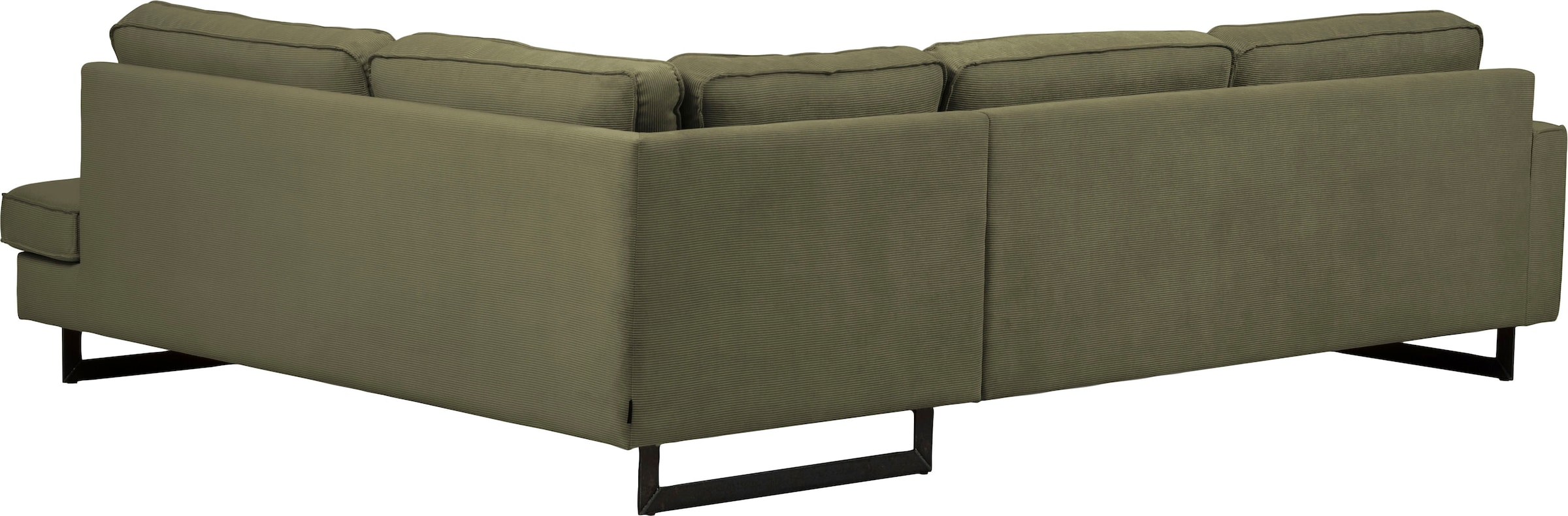 Home affaire Ecksofa »Pinto, 290 cm, Cord, Chenille, Lederoptik, Ottomane links / rechts« mit Keder, schwarze Metallfüße, Wellenunterfederung