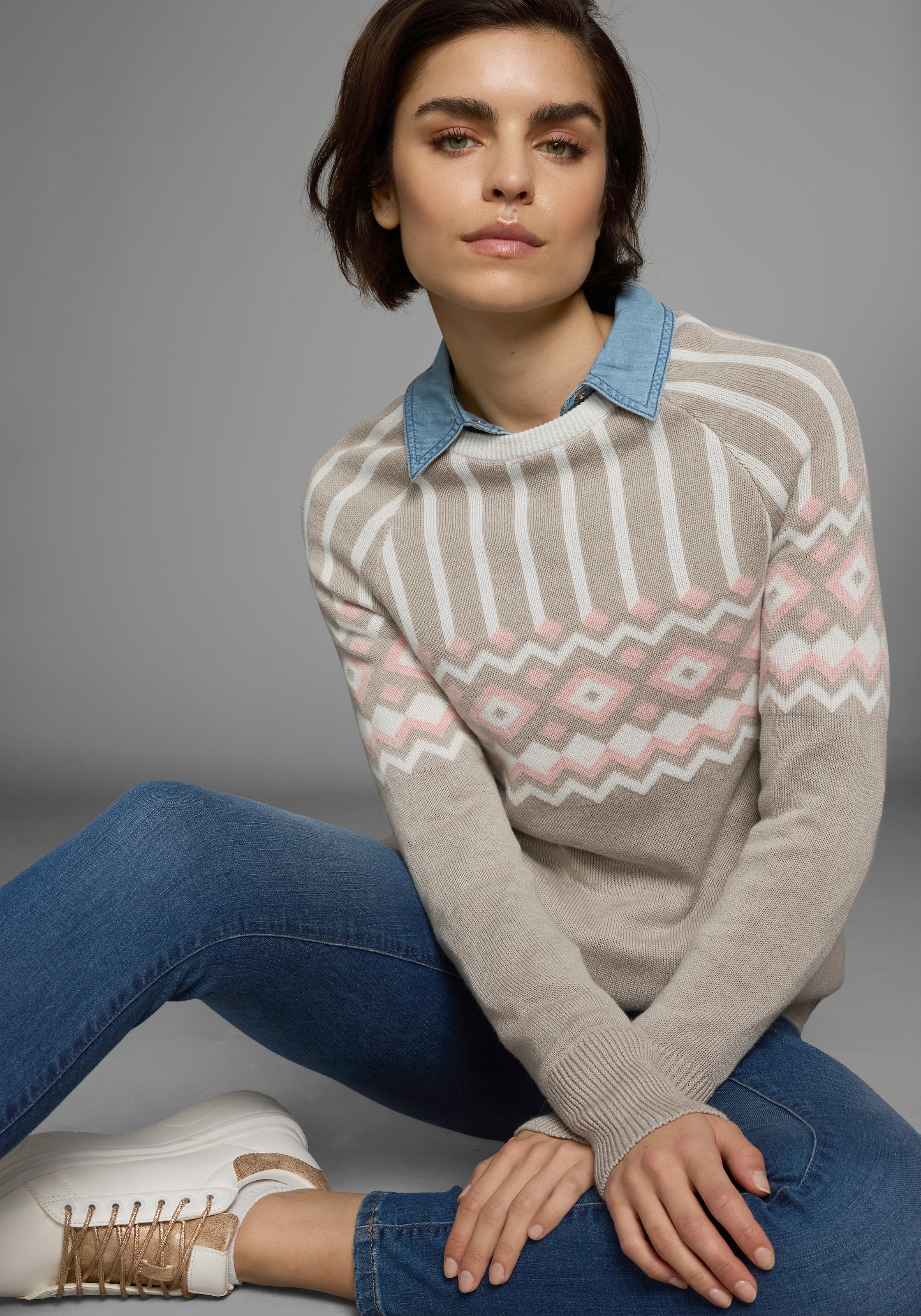 AJC Jacquardpullover, mit Norwegermuster in verschiedenen Farbvarianten