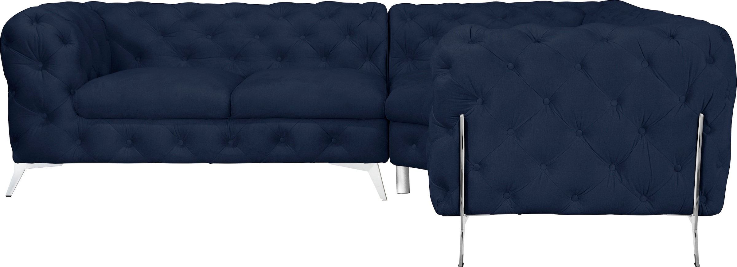 Leonique Chesterfield-Sofa »Amaury L-Form«, Chesterfield-Optik, Breite/Tiefe je 262 cm, Fußfarbe wählbar