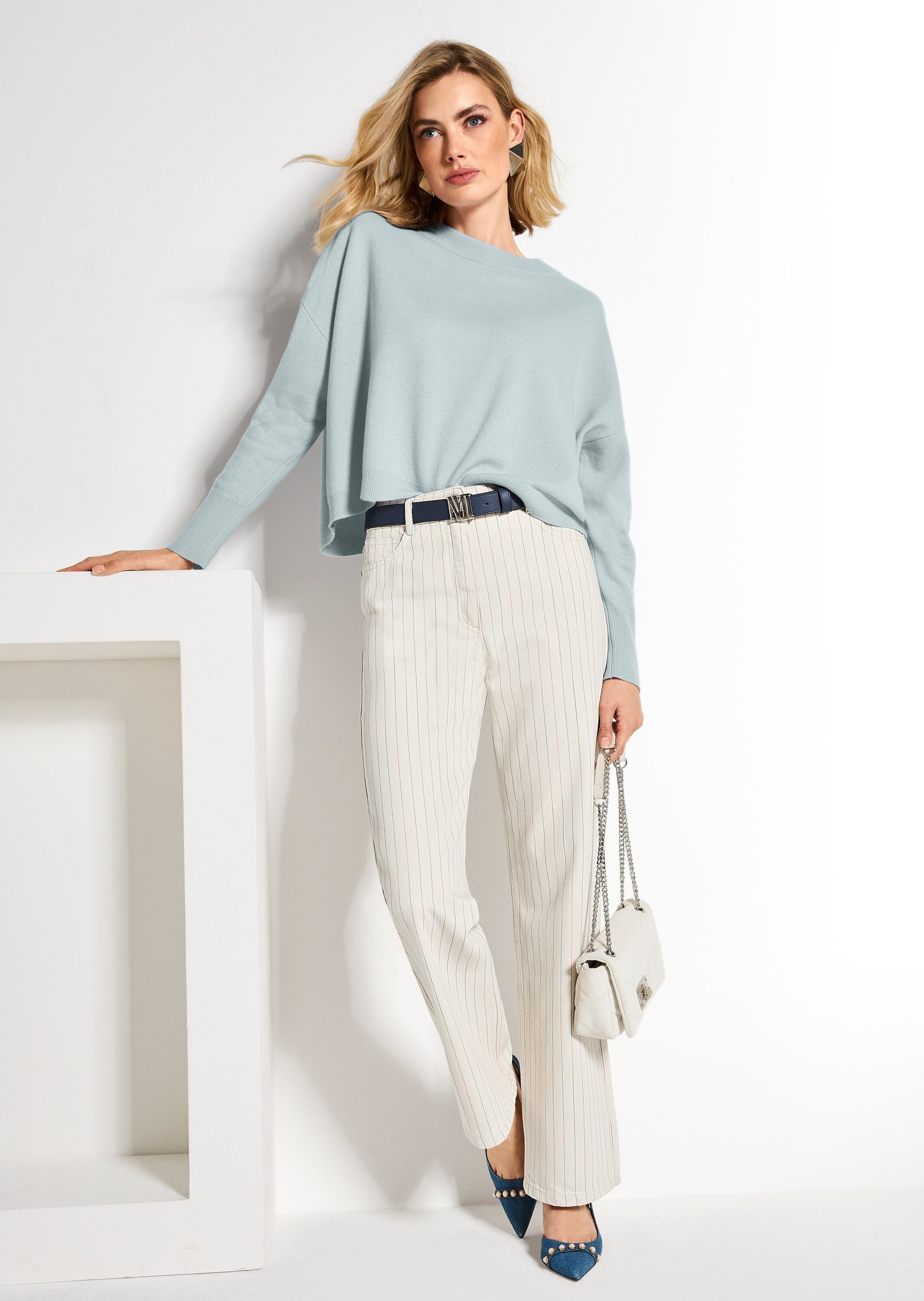 MADELEINE Regular-fit-Jeans »Jeans Nadelstreifenhose mit weitem Bein«