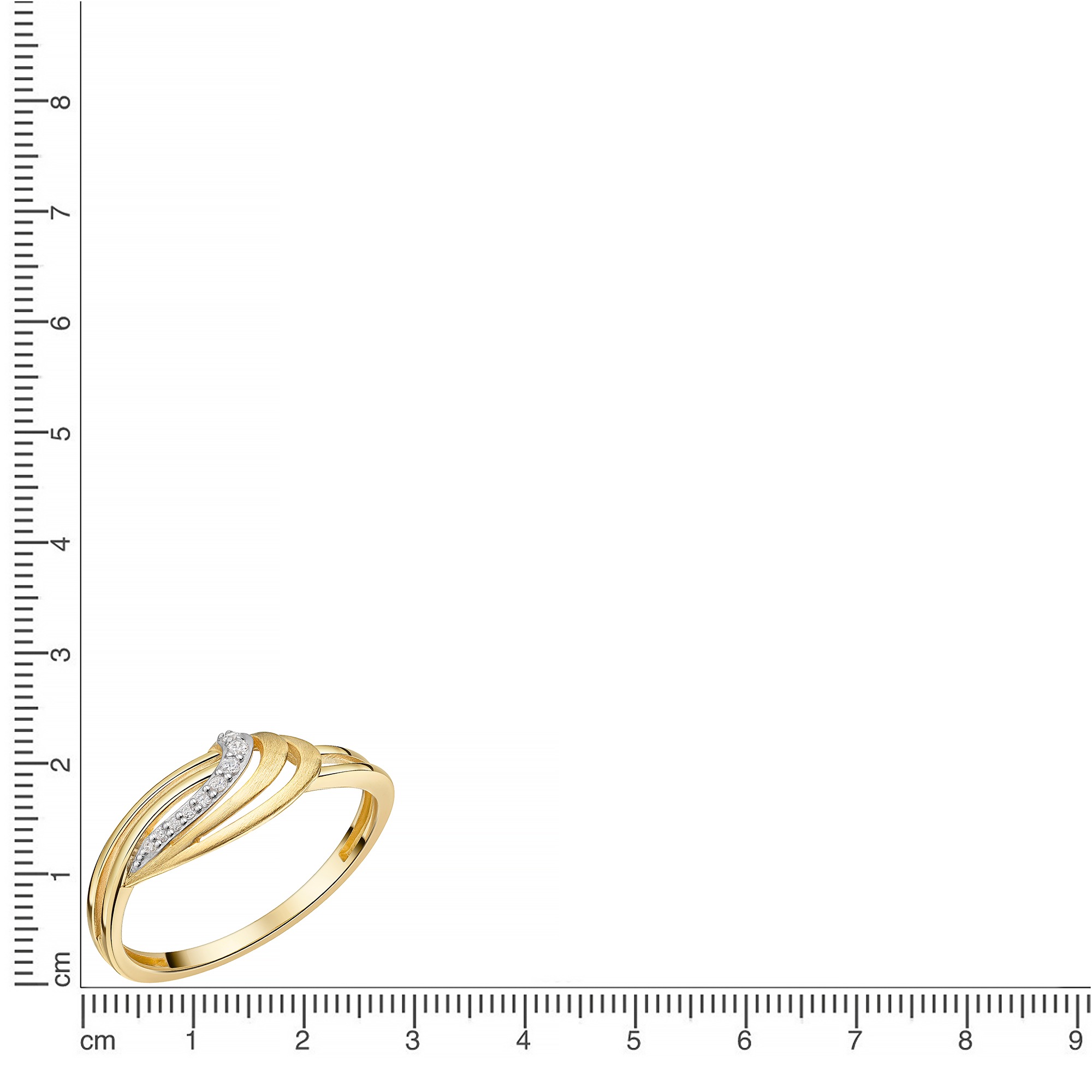 Firetti Fingerring »Schmuck Geschenk Gold 333 Damenring Ring Welle bicolor« mit Zirkonia (synth.)