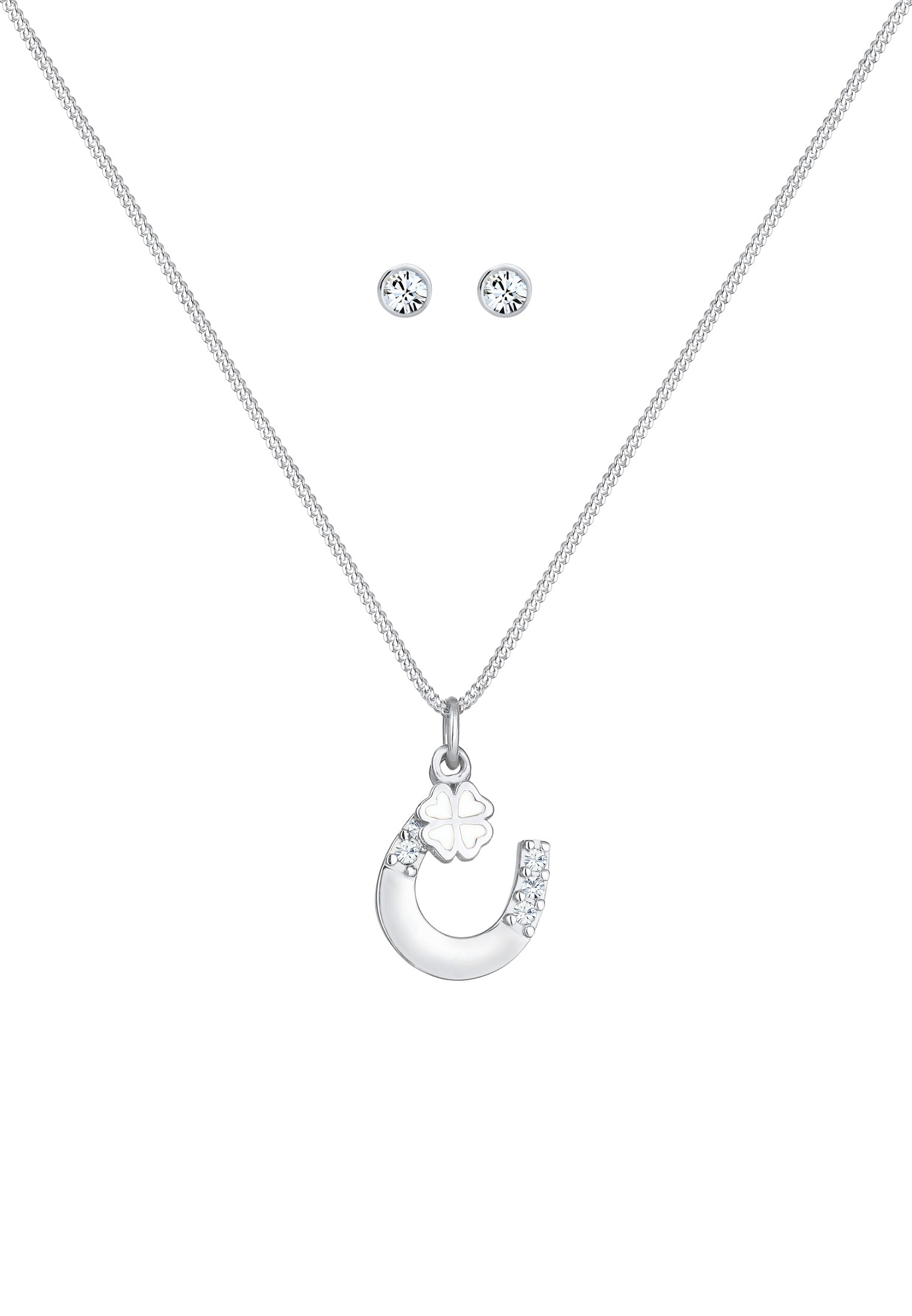 Elli Ohrring und Ketten Set »Schmuckset Hufeisen Weiß 925 Sterling Silber, mit Kristallen von Swarovski®«