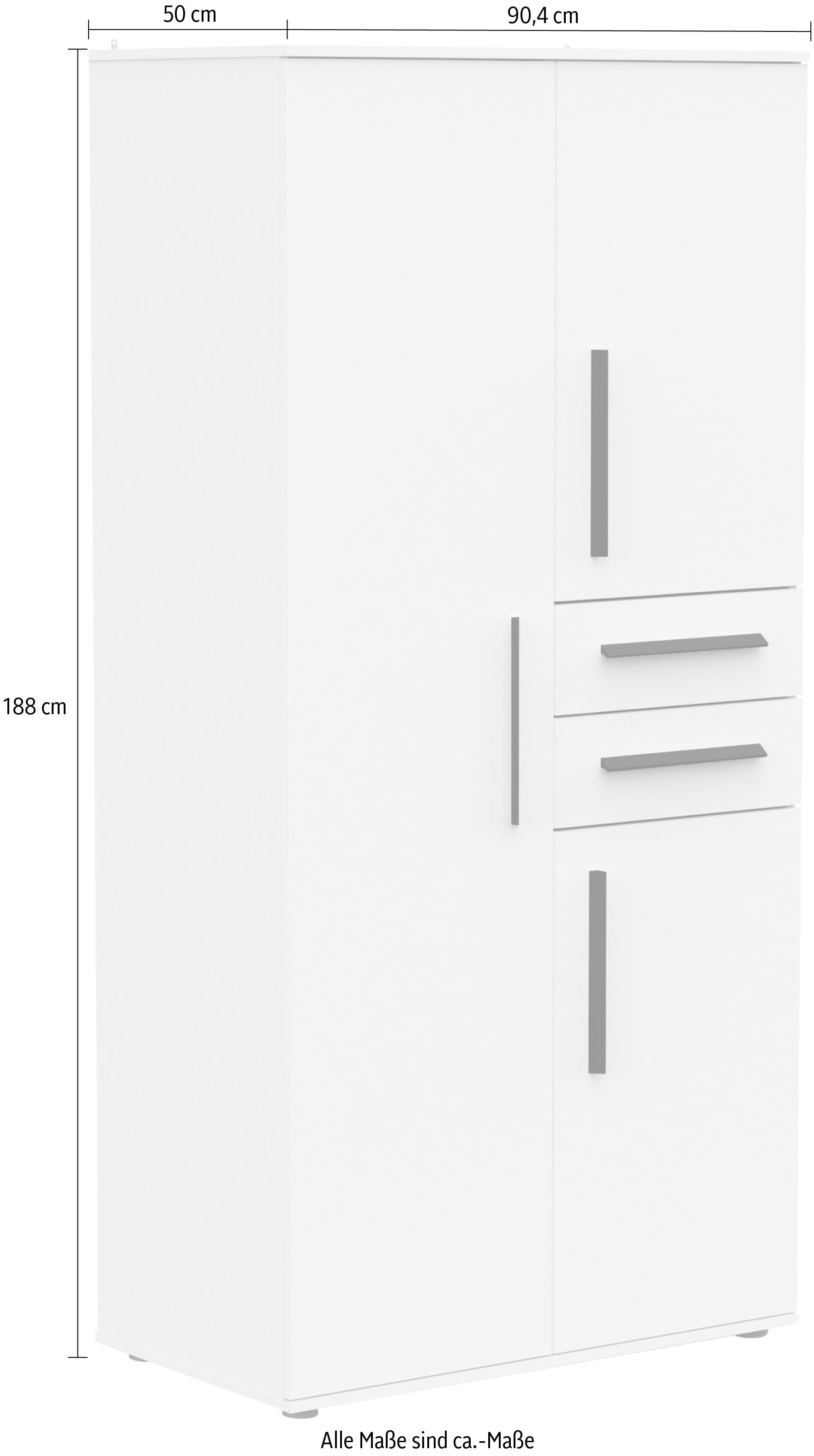 Demeyere GROUP Kleiderschrank »VERSATIL Schrank 2 Türen, 2 Schubladen«, (B/H/ T ca. 90x190cmx50cm)